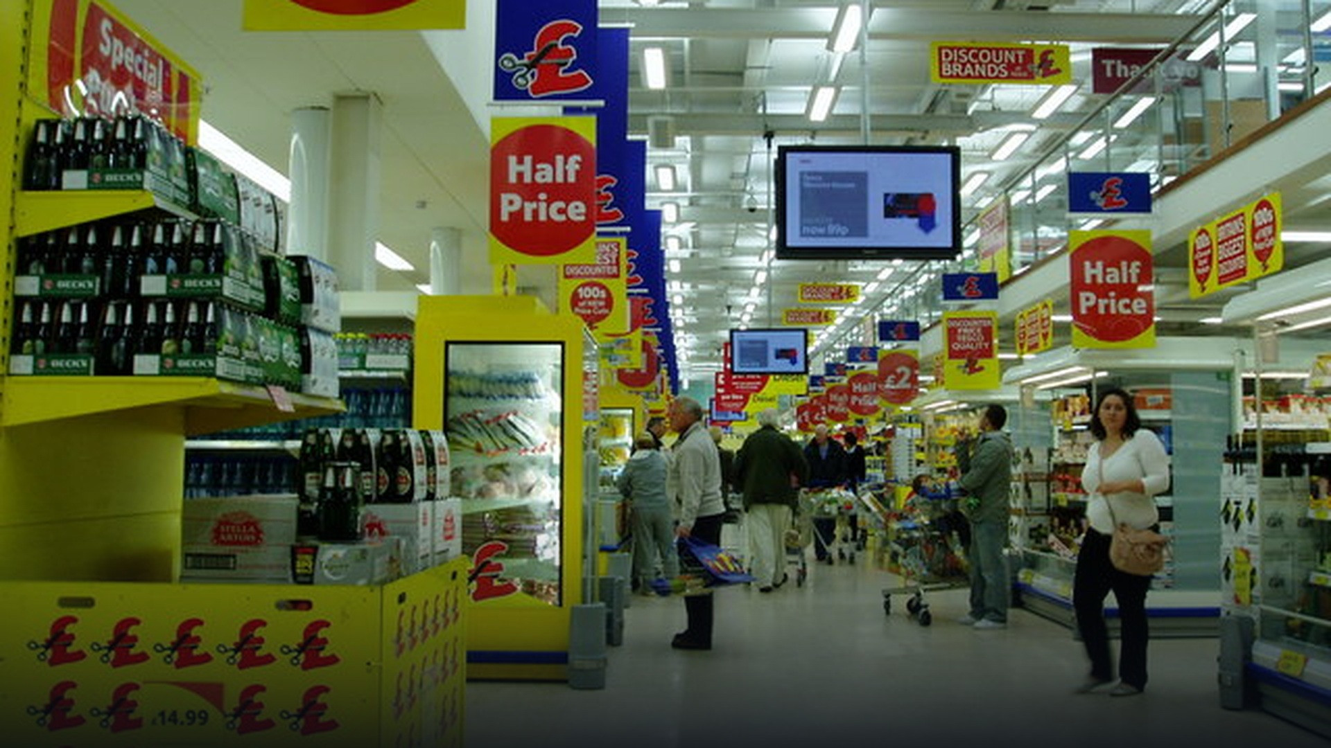 British supermarket store exterior in London showing consumer retail commerce.