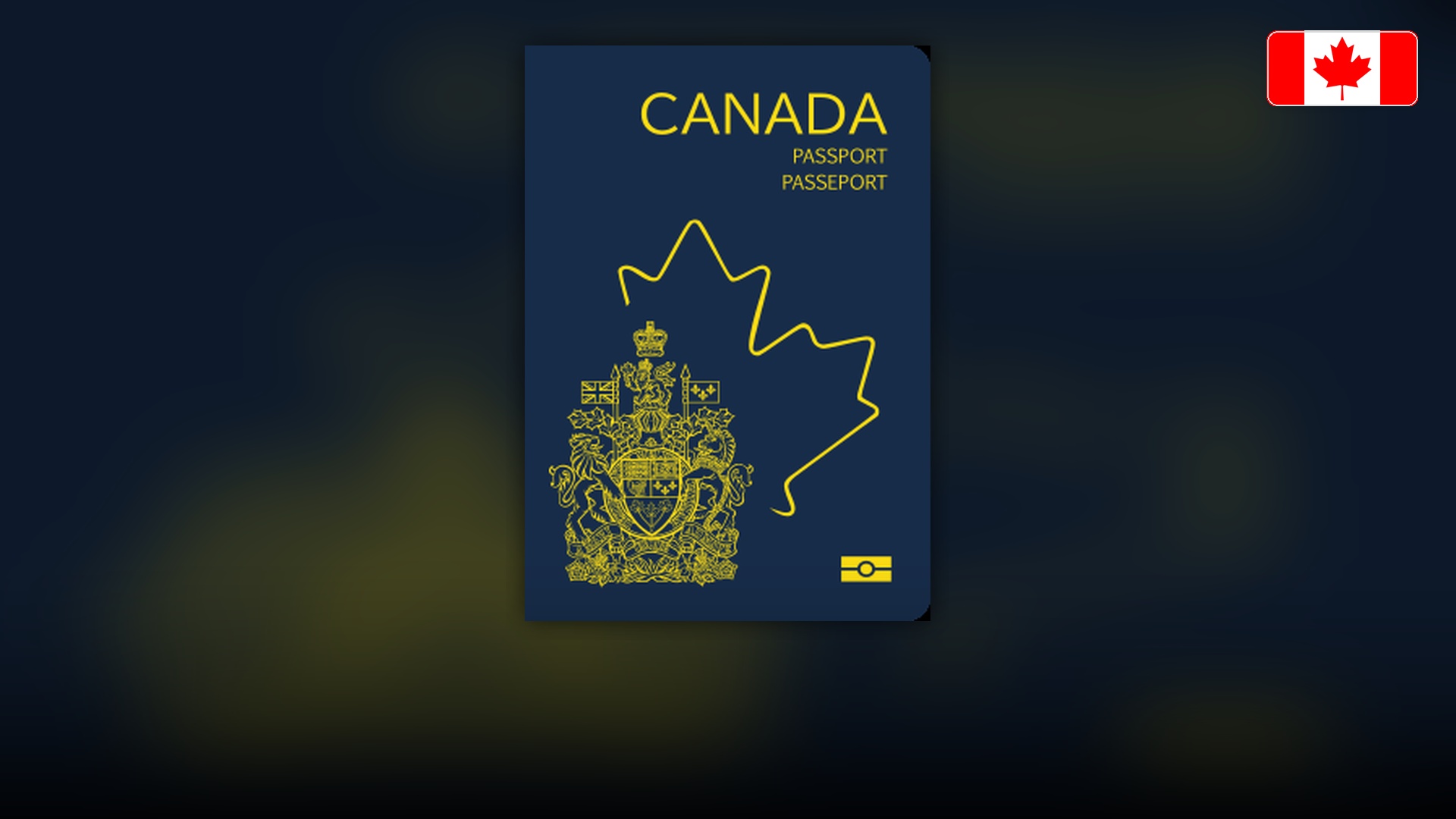 Front cover of the new Canadian electronic passport featuring the silver maple leaf design.