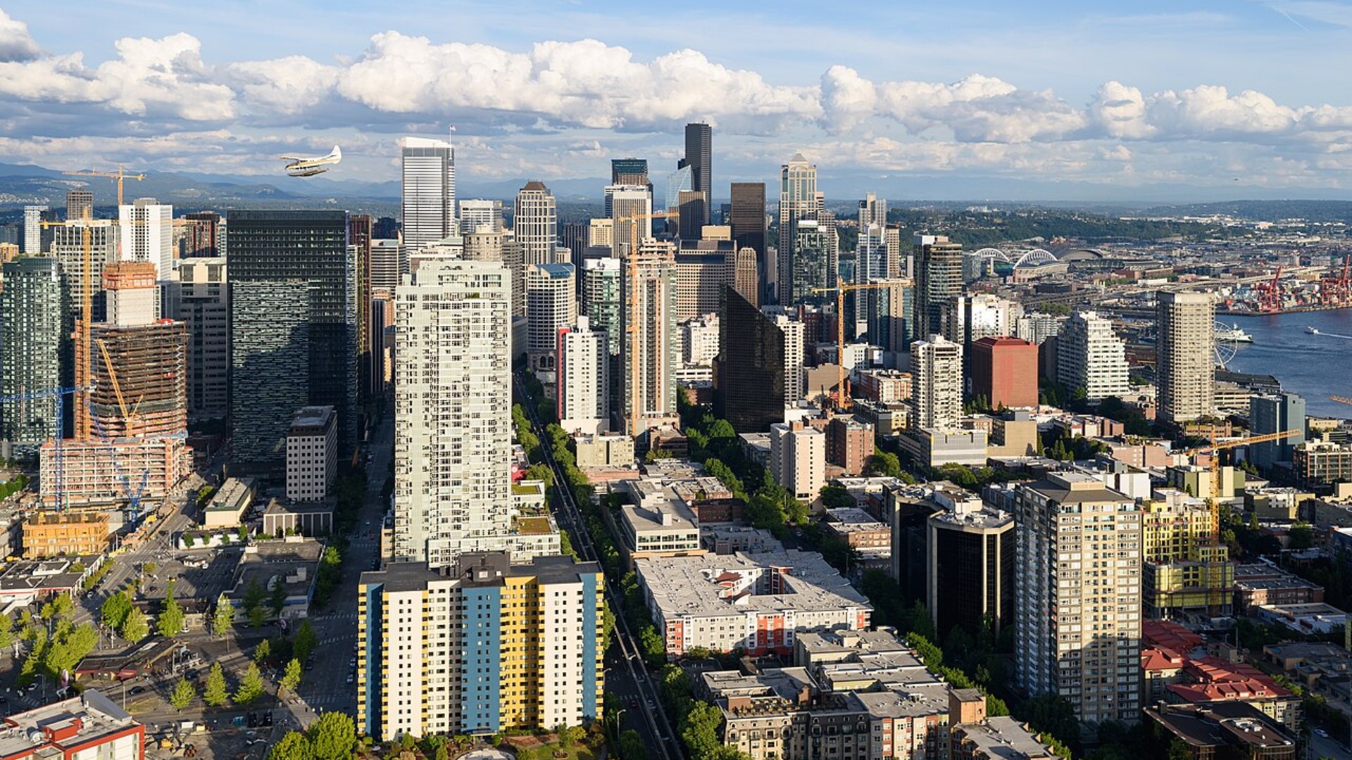 View of downtown Seattle skyline from the Space Needle.