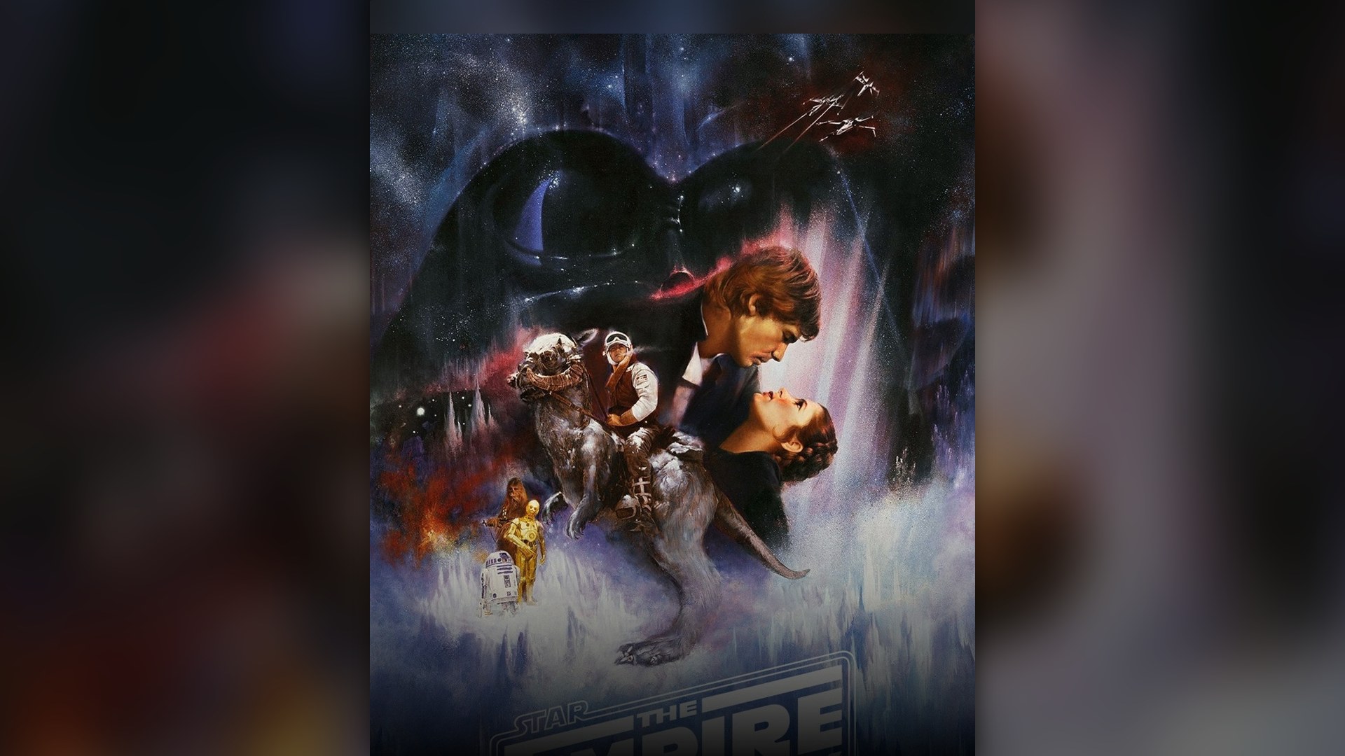 Darth Vader reaching out his hand toward Luke Skywalker over the Cloud City reactor gantry.