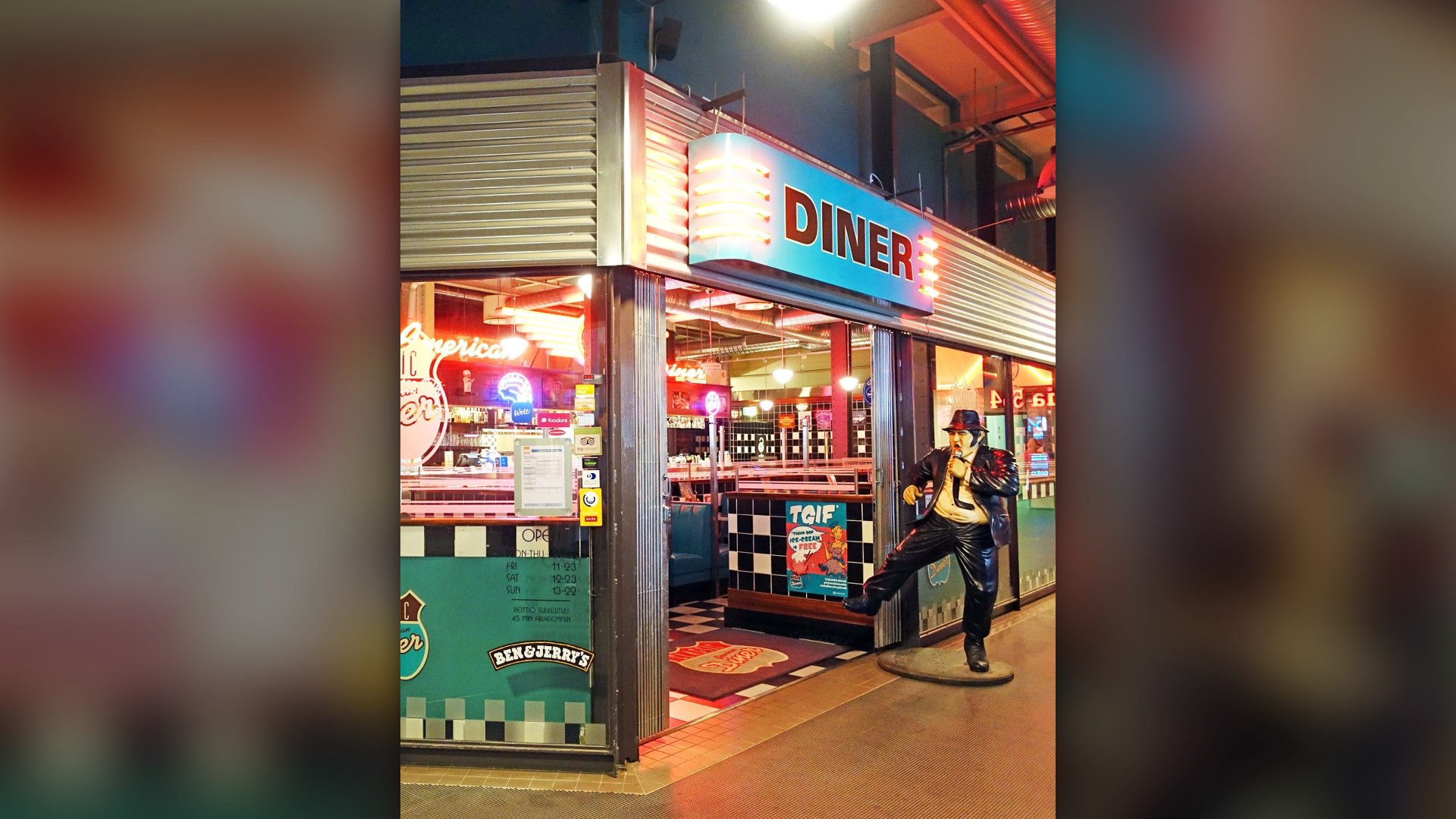Classic American diner counter and booths