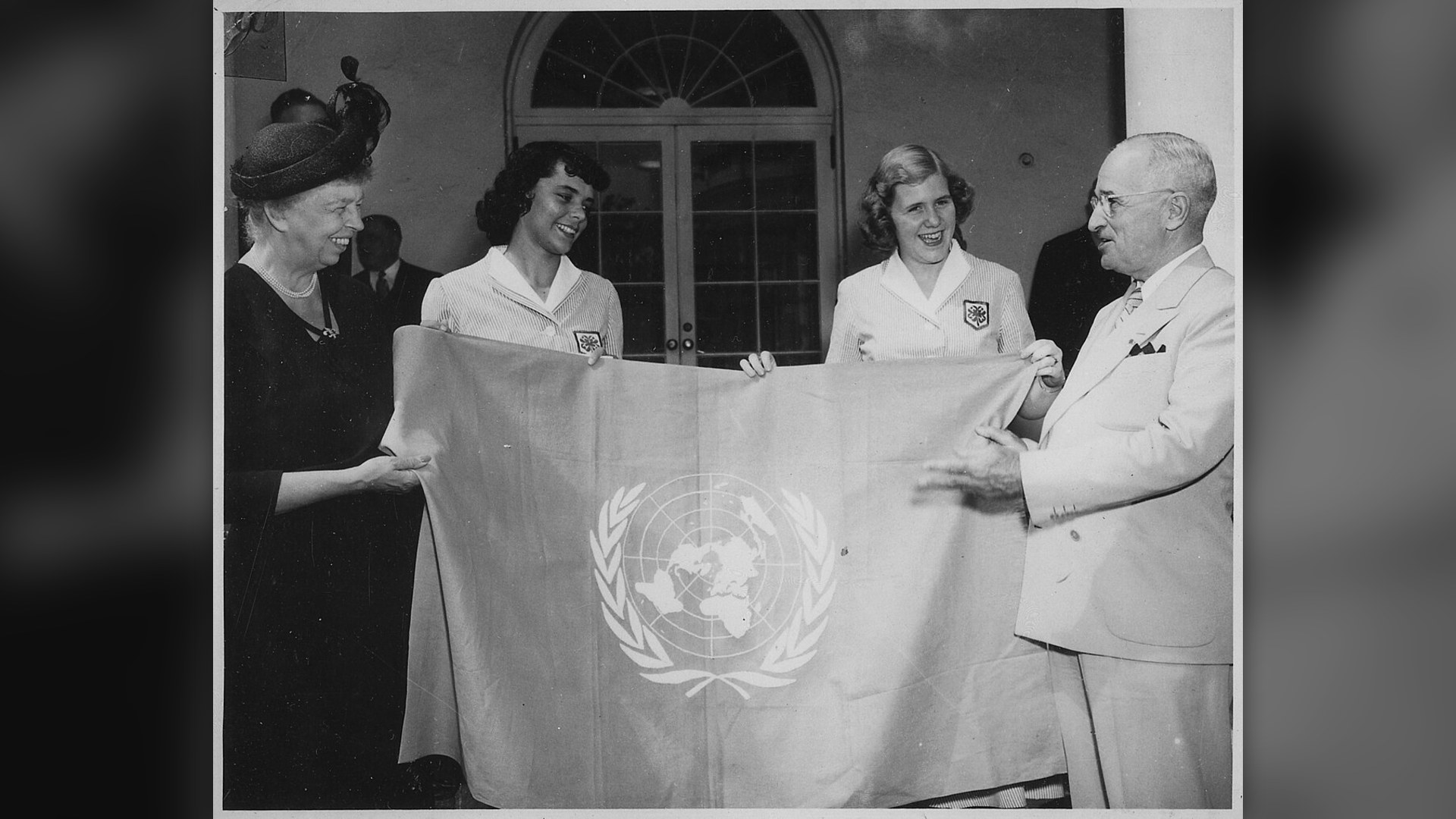 Eleanor Roosevelt standing beside President Harry S. Truman in Washington, D.C.