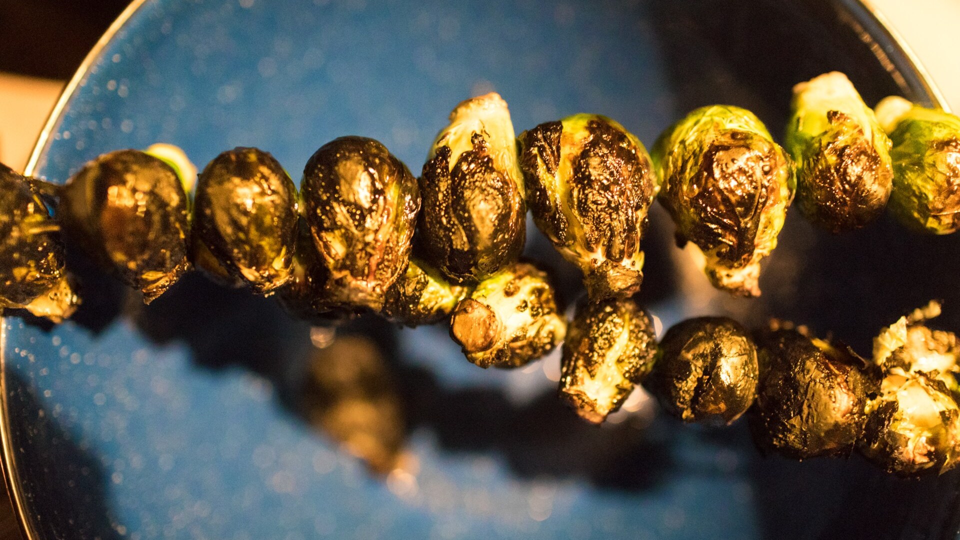 Roasted Brussels sprouts in dish