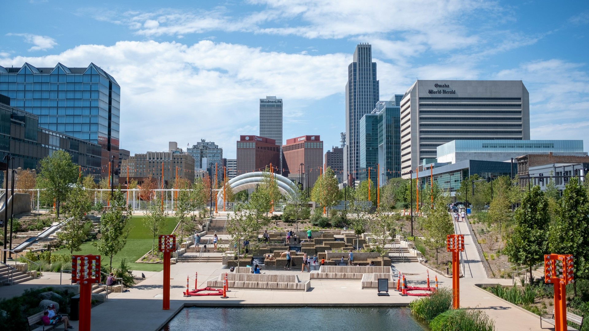 City of Omaha, Nebraska Skyline on Gene Leahy Mall