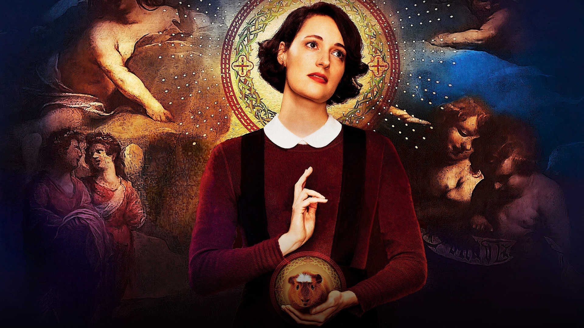 Phoebe Waller-Bridge looking directly into the camera lens with a witty, conspiratorial smirk.