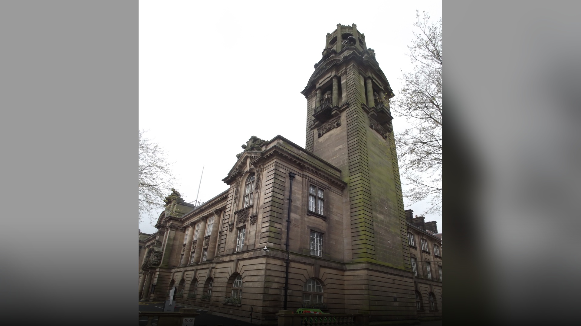 The Edwardian baroque tower and facade of Walsall Council House on Lichfield Street in Walsall.