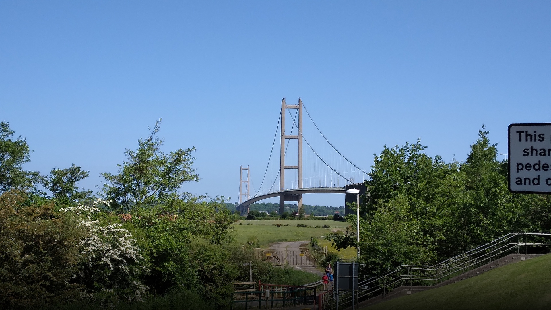 The iconic Humber Bridge suspension bridge spanning across the Humber estuary near Kingston upon Hull.