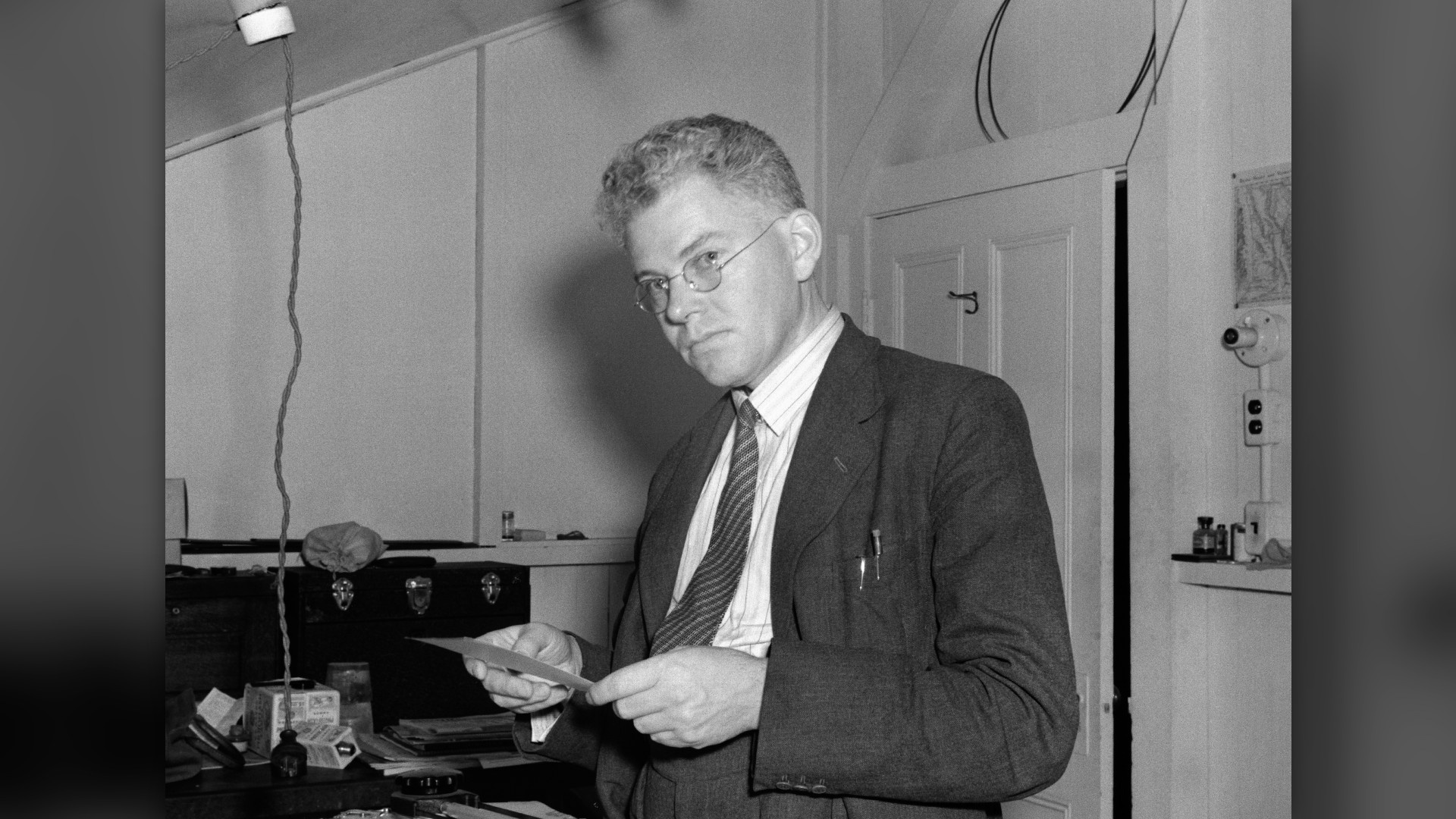 Australian physicist Sir Mark Oliphant photographed during nuclear research in 1941.