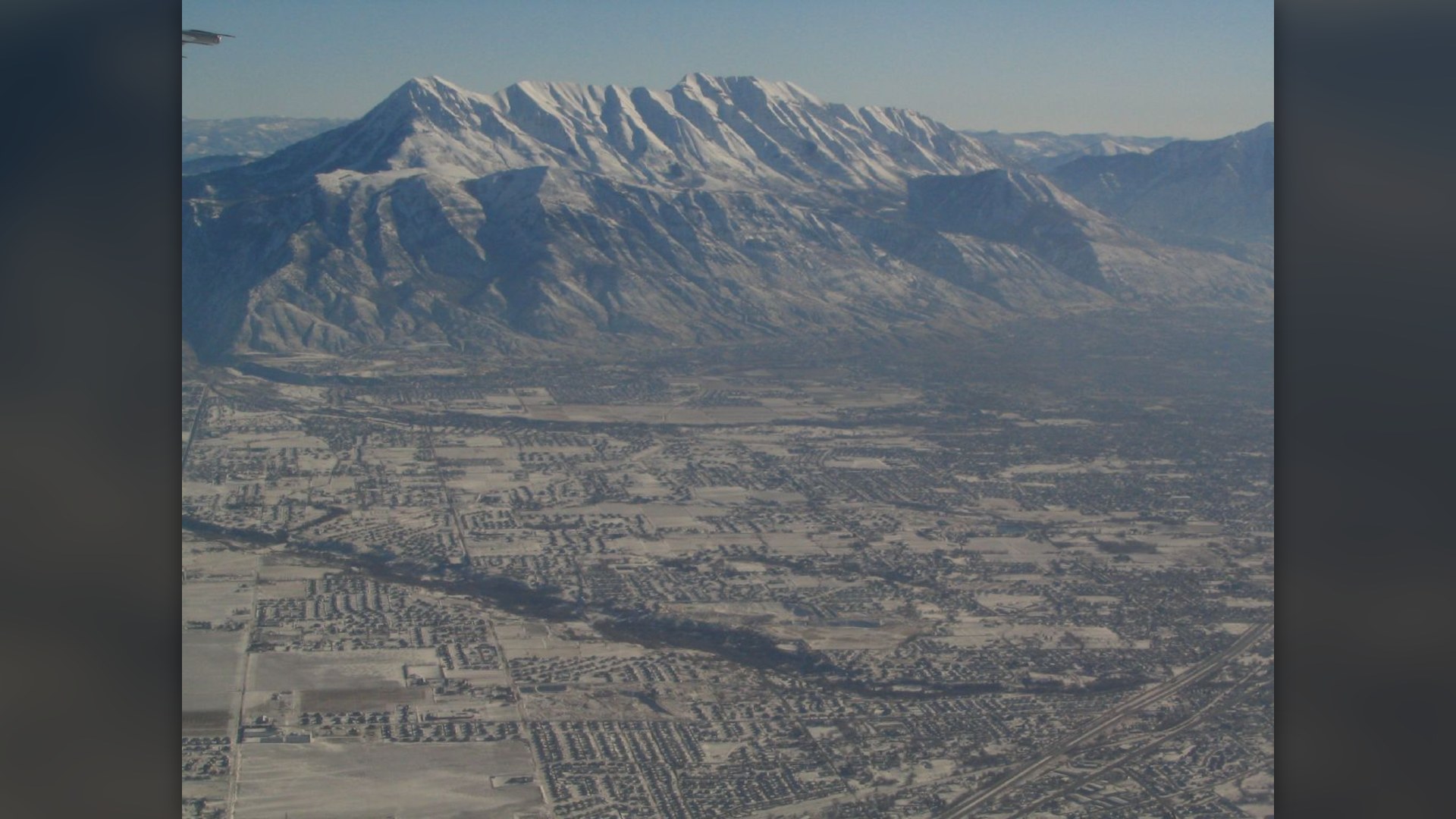 View of Utah Valley and Mount Timpanogos in Provo, Utah.