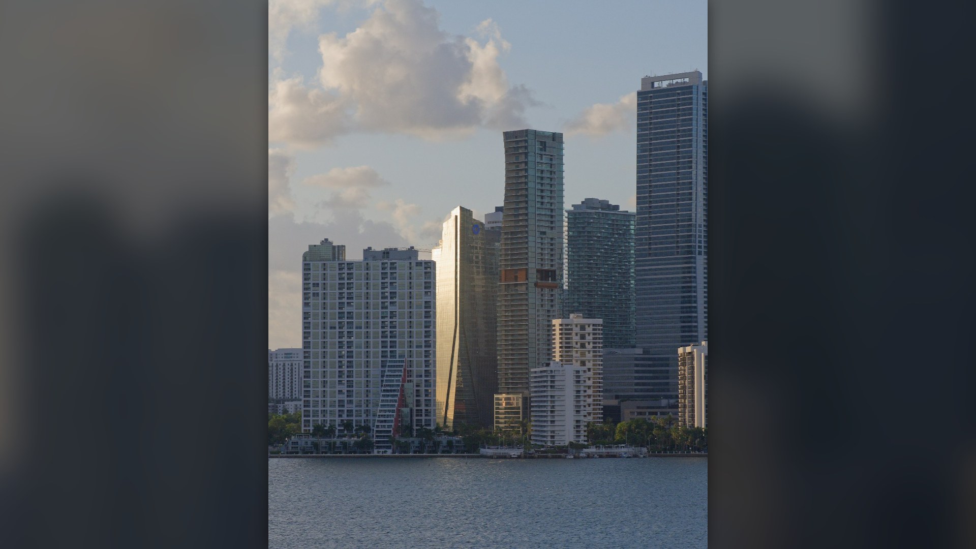 Waterfront skyline of downtown Miami and Biscayne Bay in Florida.