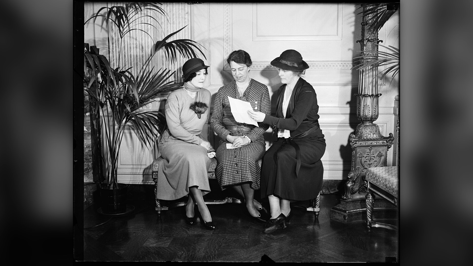 Eleanor Roosevelt alongside women political leaders Mary Harriman Rumsey and Isabella Greenway.