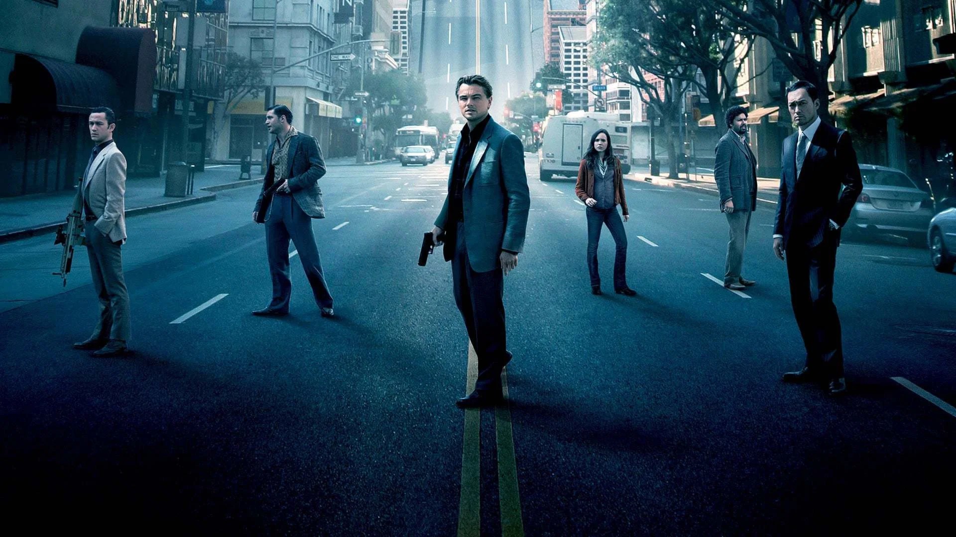 A Paris street folds dramatically upward into the sky during a dream architecture sequence in Inception.