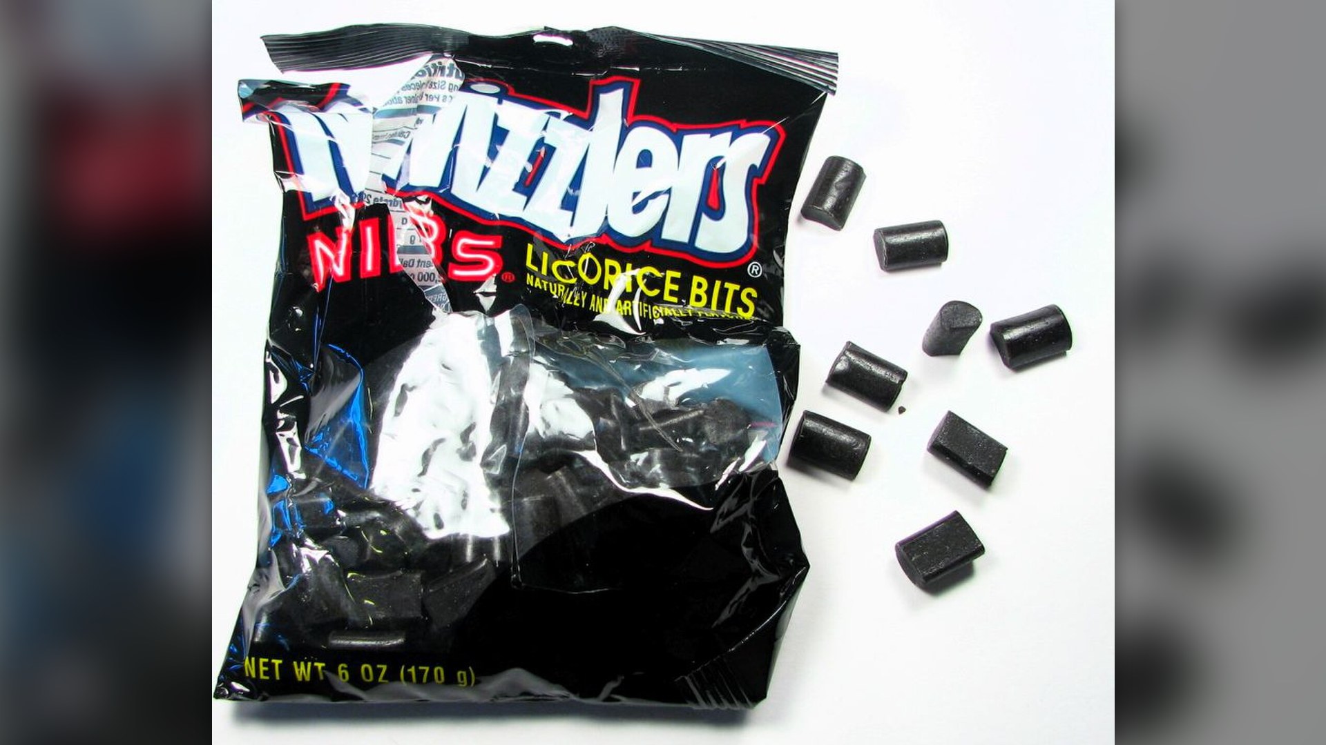 Black licorice candy nibs