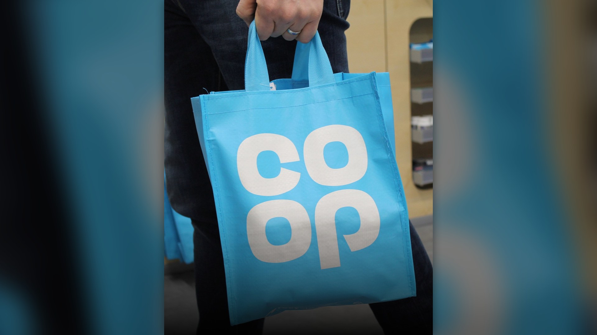 Reusable fabric grocery shopping tote bag.