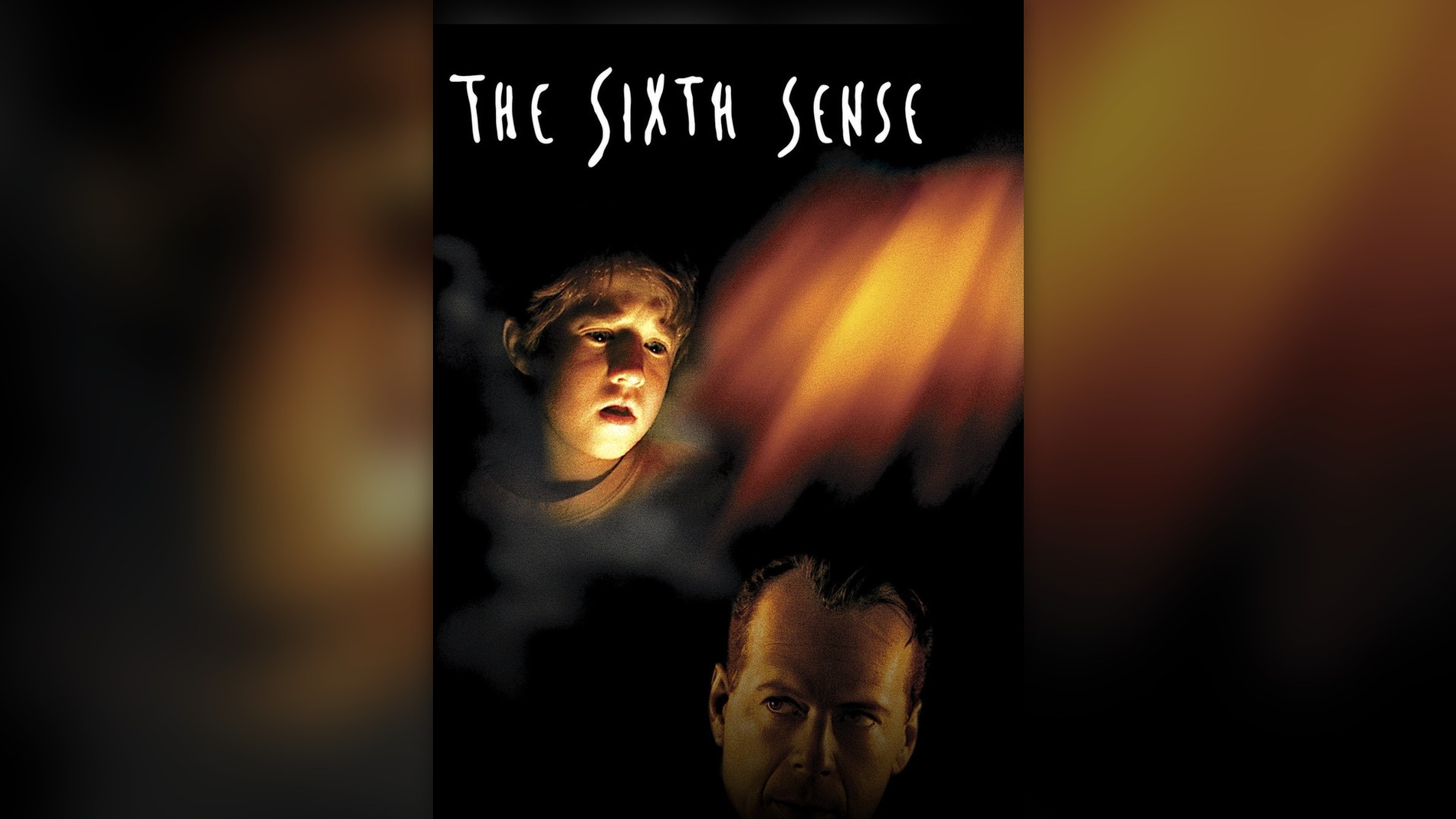 Bruce Willis sitting beside Haley Joel Osment in the church pews in The Sixth Sense.