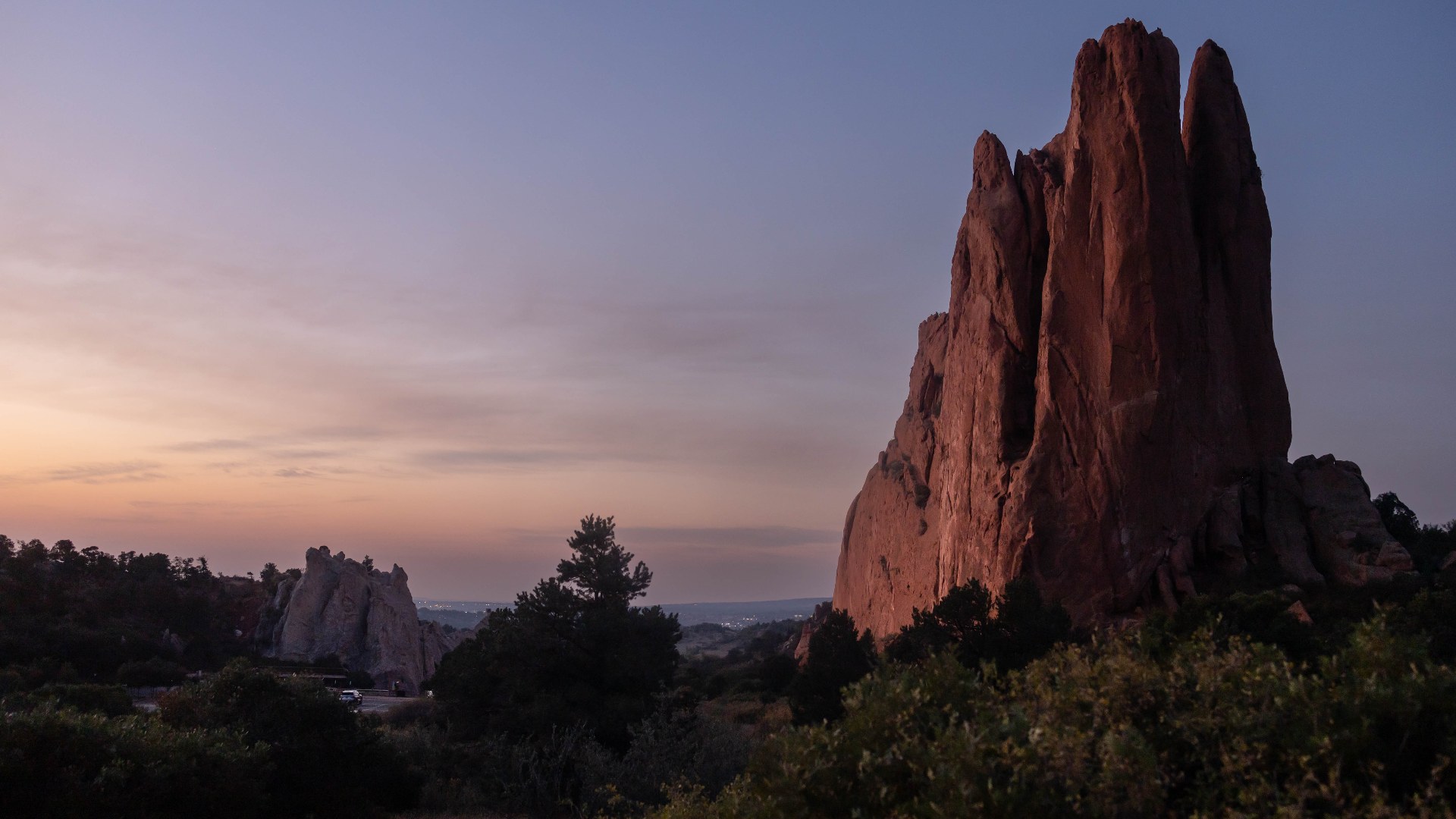 October sunrise over Garden of the Gods in Colorado Springs, Colorado.