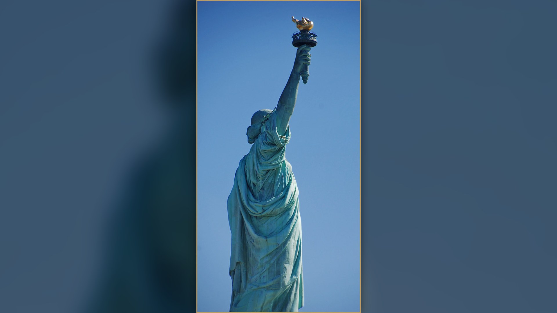 Close-up of the Statue of Liberty against clear sky