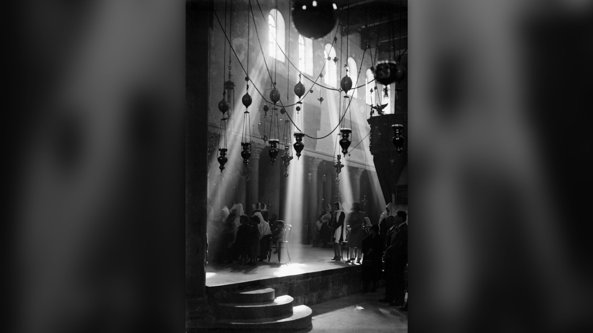 Church of the Nativity interior Bethlehem 1936 historic photograph