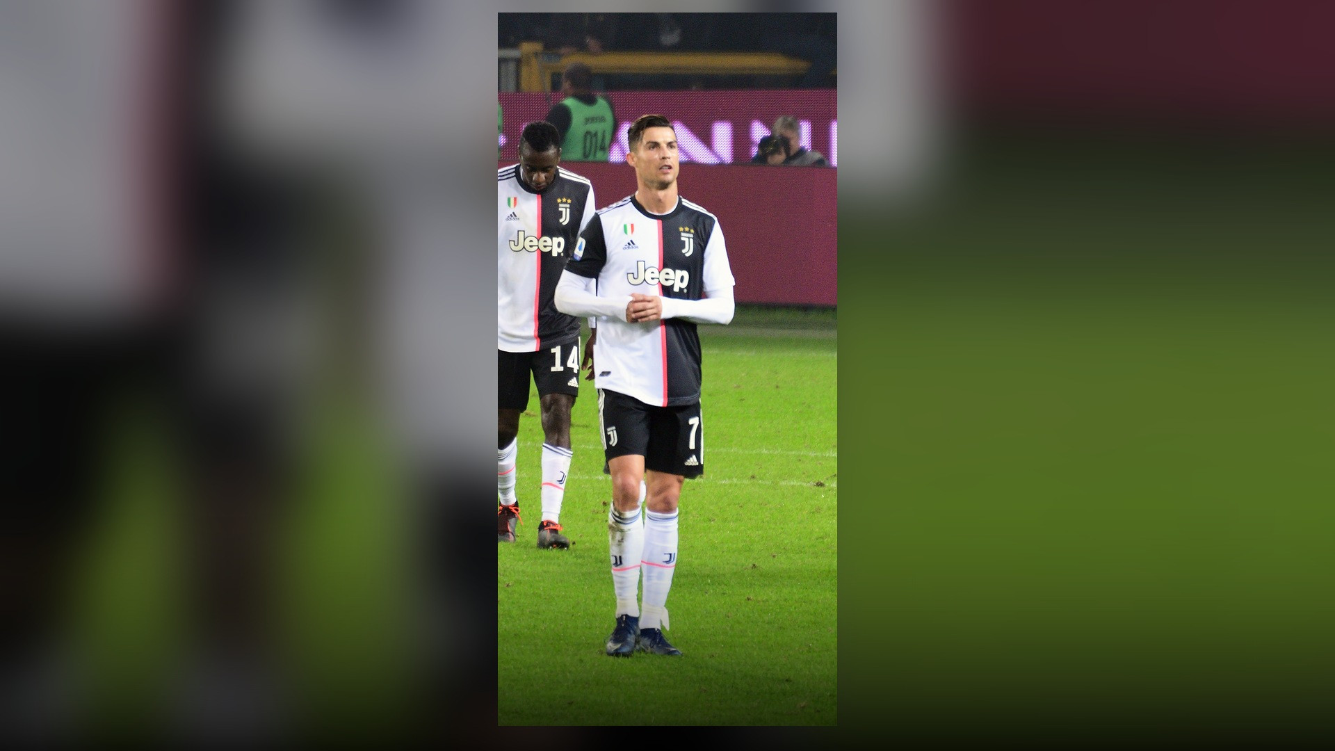 Cristiano Ronaldo competing for Juventus in Serie A matchday action.
