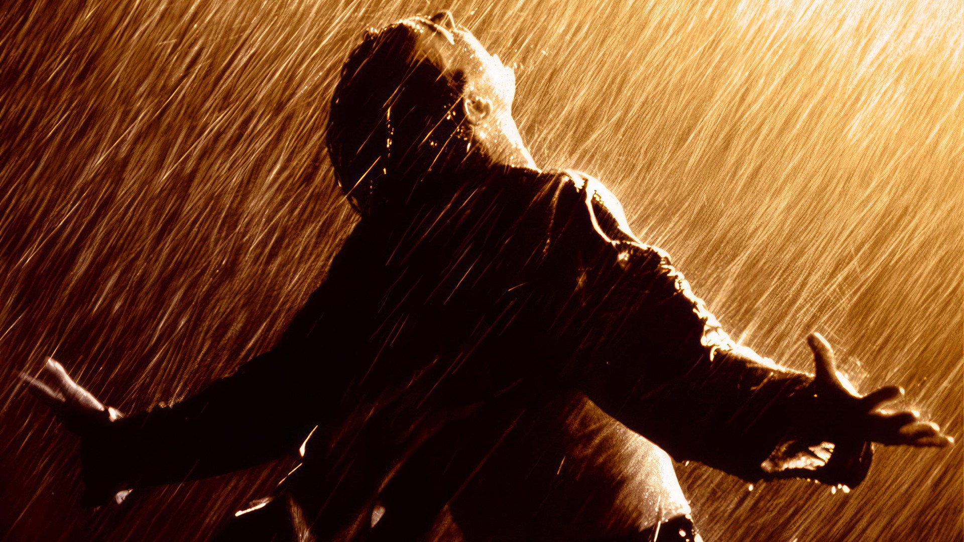 The Shawshank Redemption official movie poster showing a man in the rain