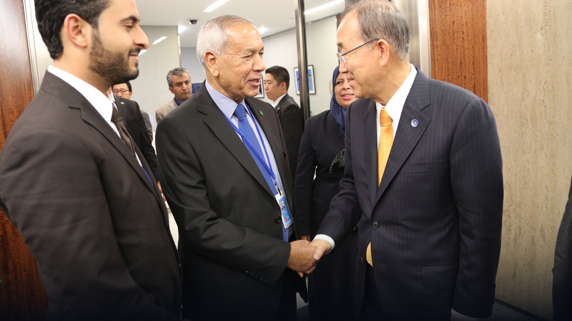 Senior diplomats and Secretary-General presiding inside the UN General Assembly Hall.