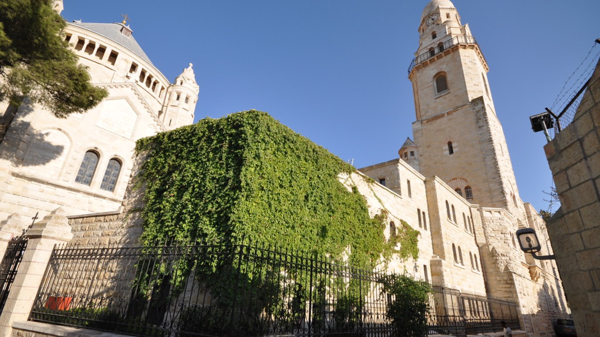 Dormition Abbey at night on Mount Zion Jerusalem ancient holy site