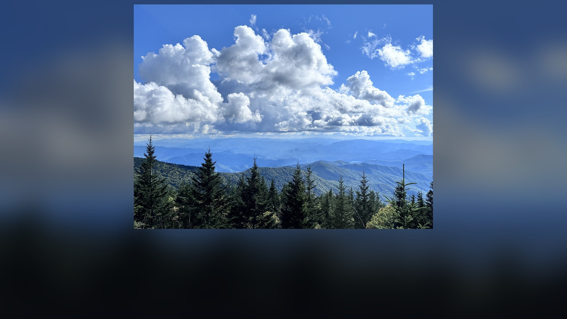 Panoramic vista of the rolling blue-misted mountain ridges and spruce-fir forests stretching across the horizon at Great Smoky Mountains National Park.