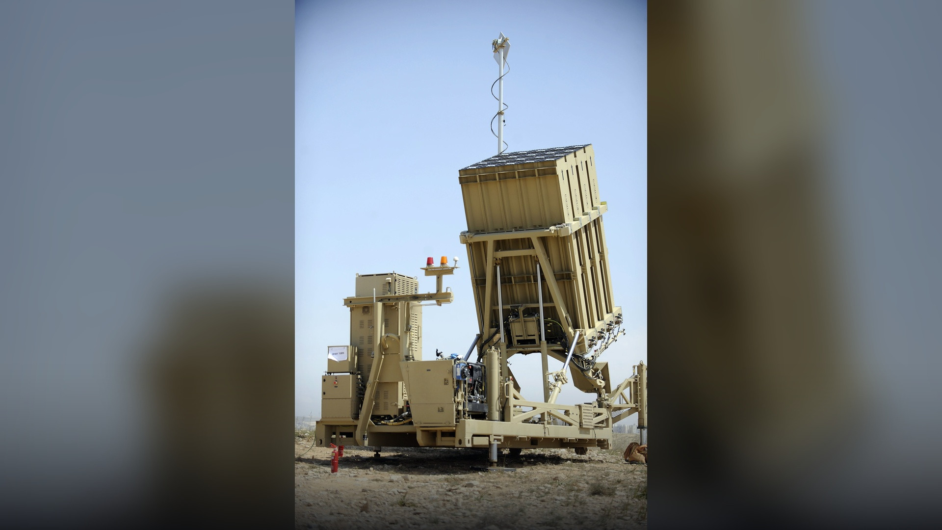 IDF Iron Dome missile defense launcher deployed near Ashkelon
