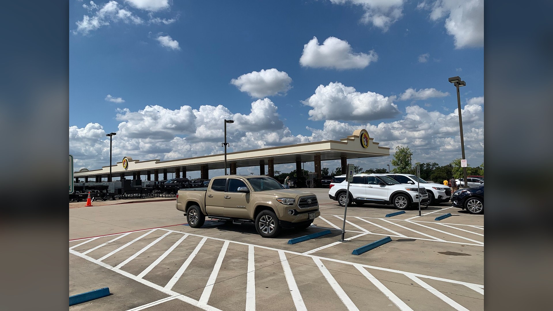 Buc-ee's travel center store facade and gas canopy in Texas