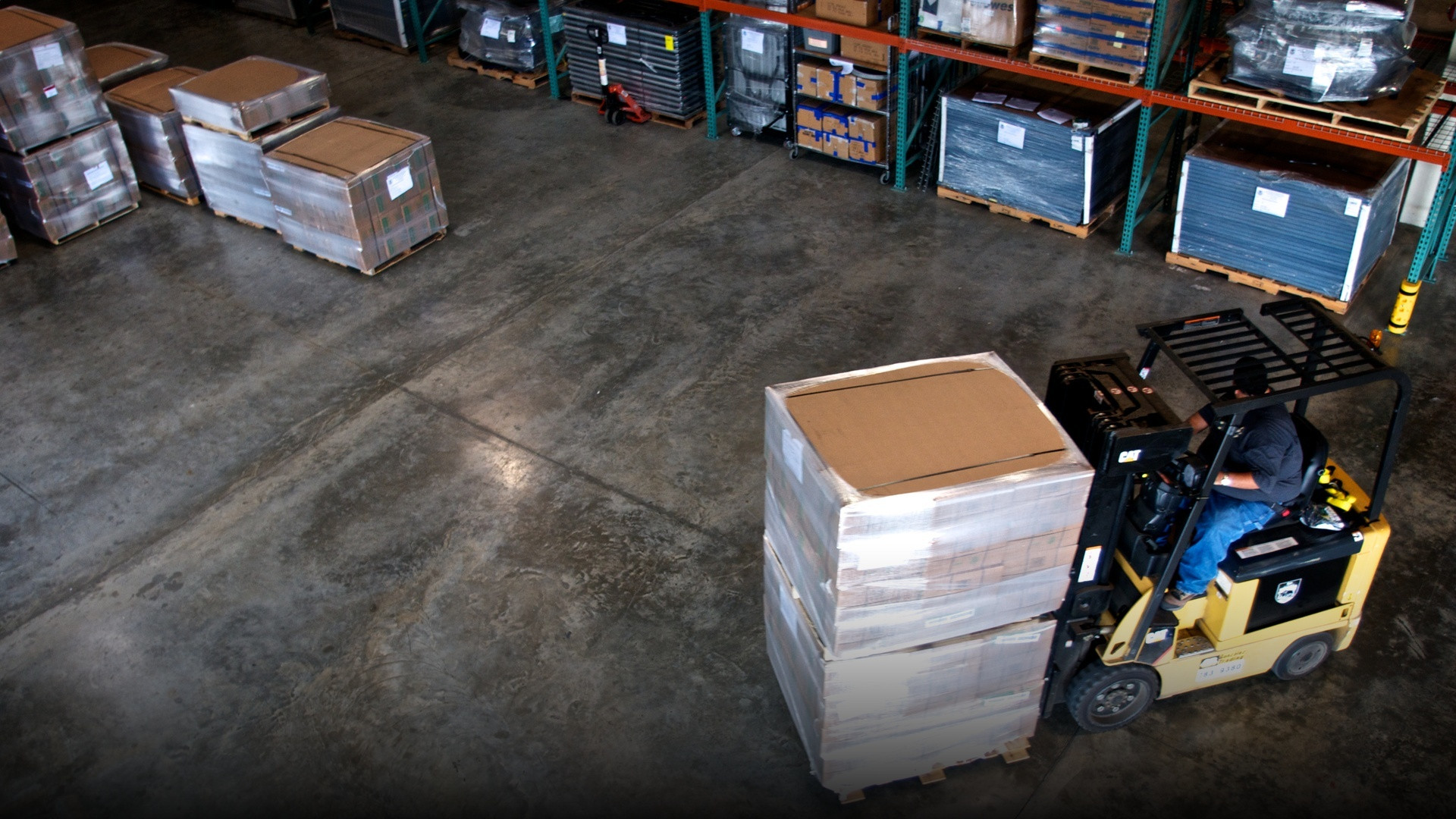 Interior of a large U.S. logistics and distribution warehouse.