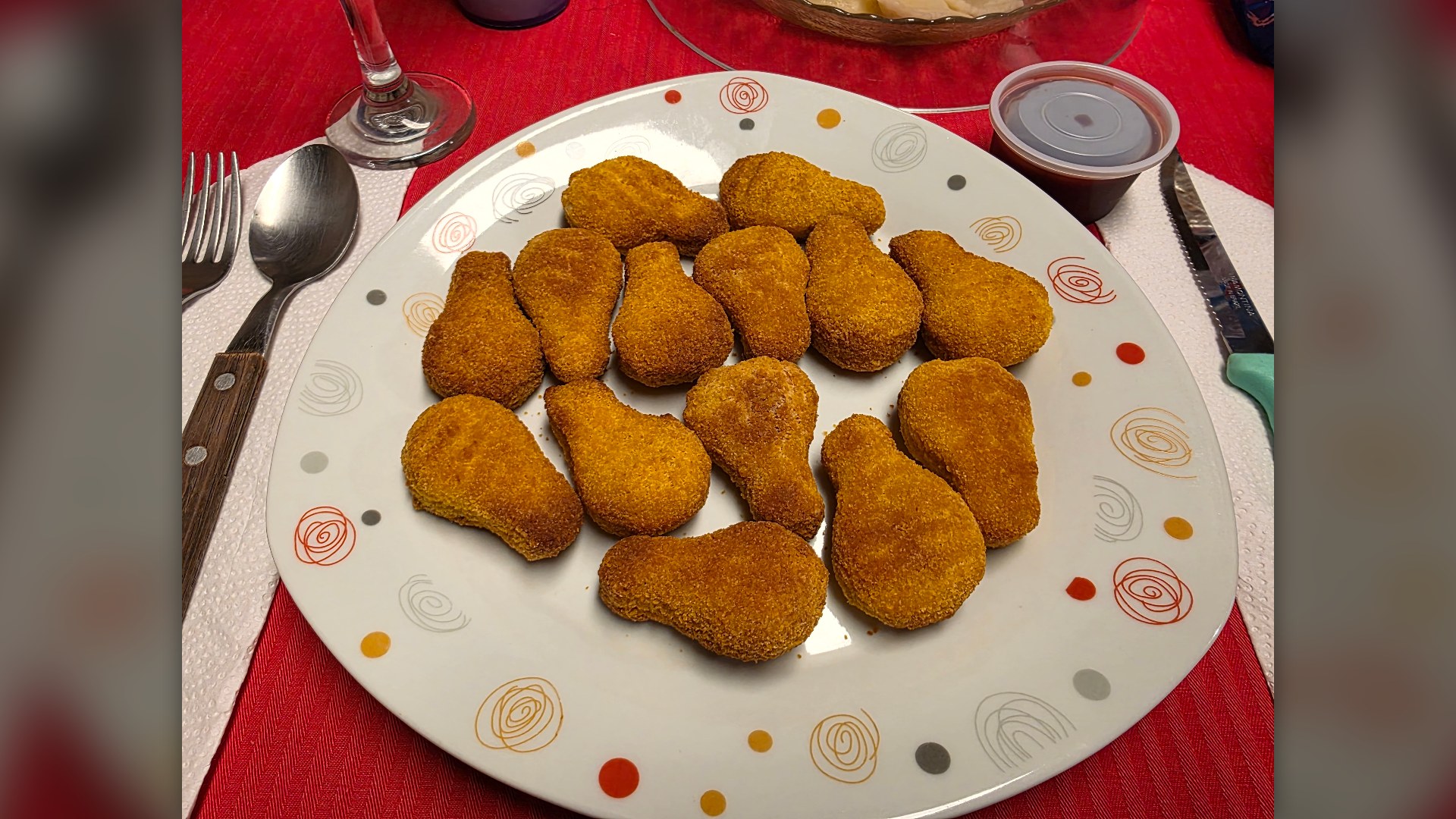 Deep-fried breaded chicken nuggets