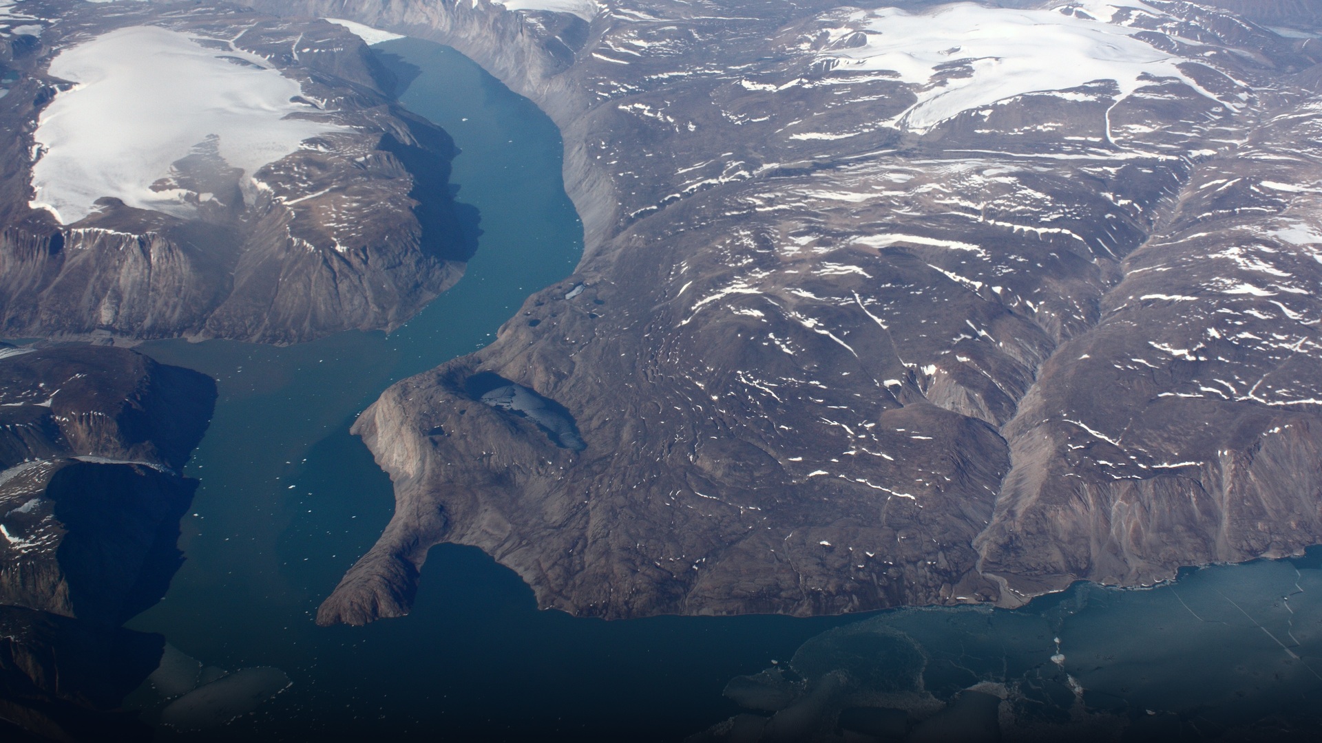 Skaergaard layered igneous rock intrusion mountain in East Greenland.
