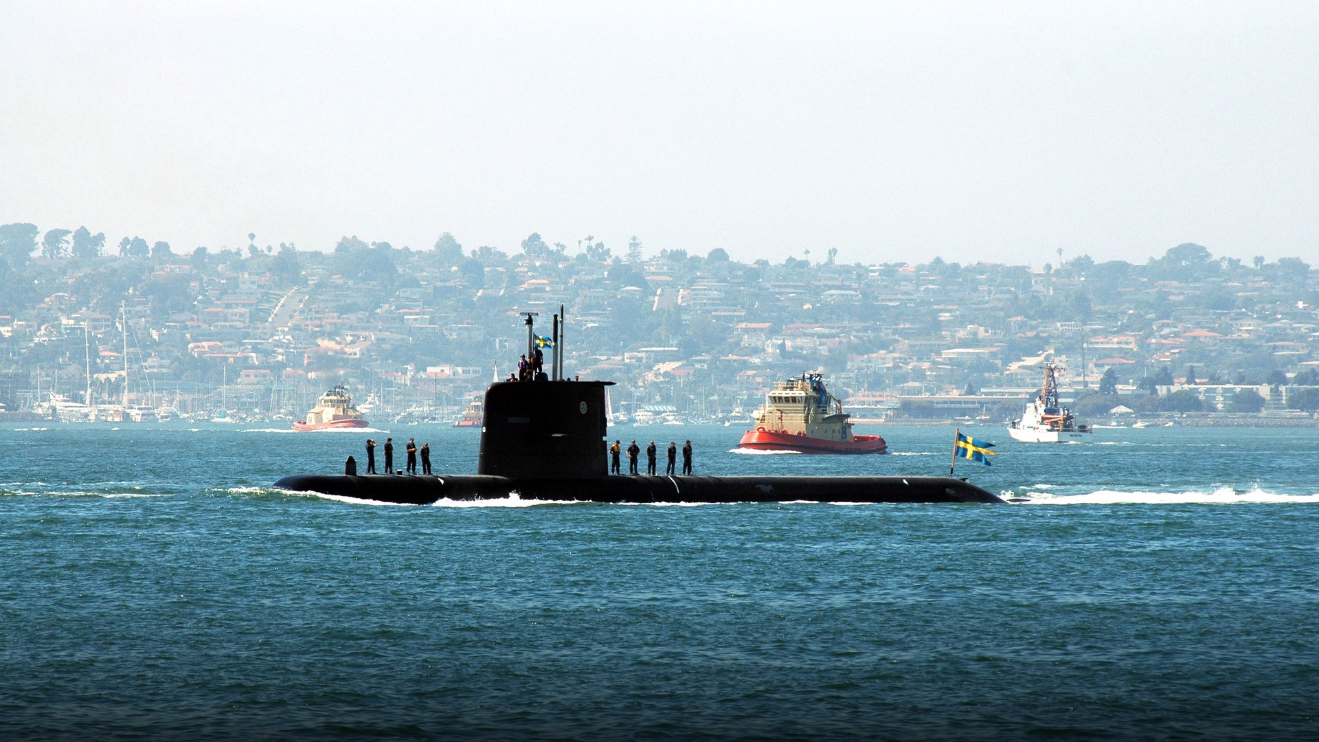 Swedish Gotland-class submarine HMS Gotland operating in open ocean
