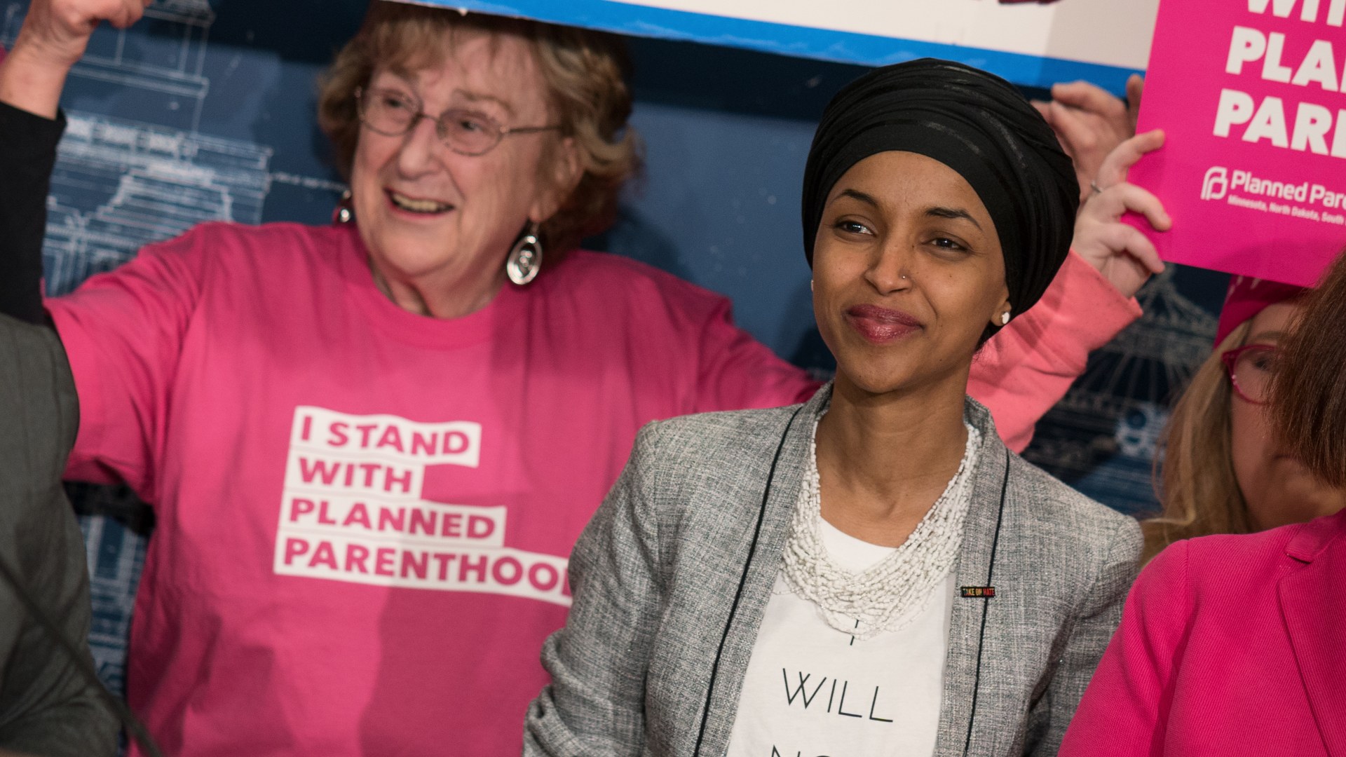 Ilhan Omar at a press conference in Minnesota