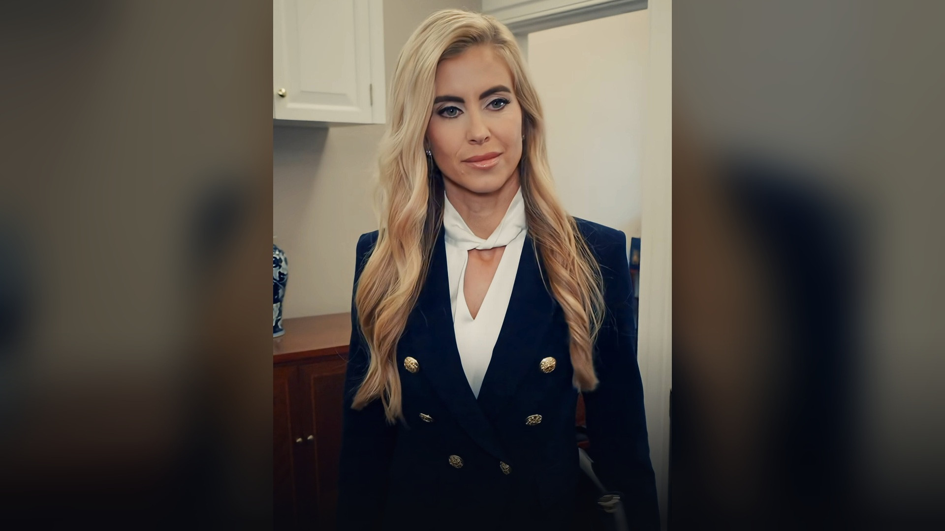 Official White House portrait of Katie Zacharia during her introductory video.