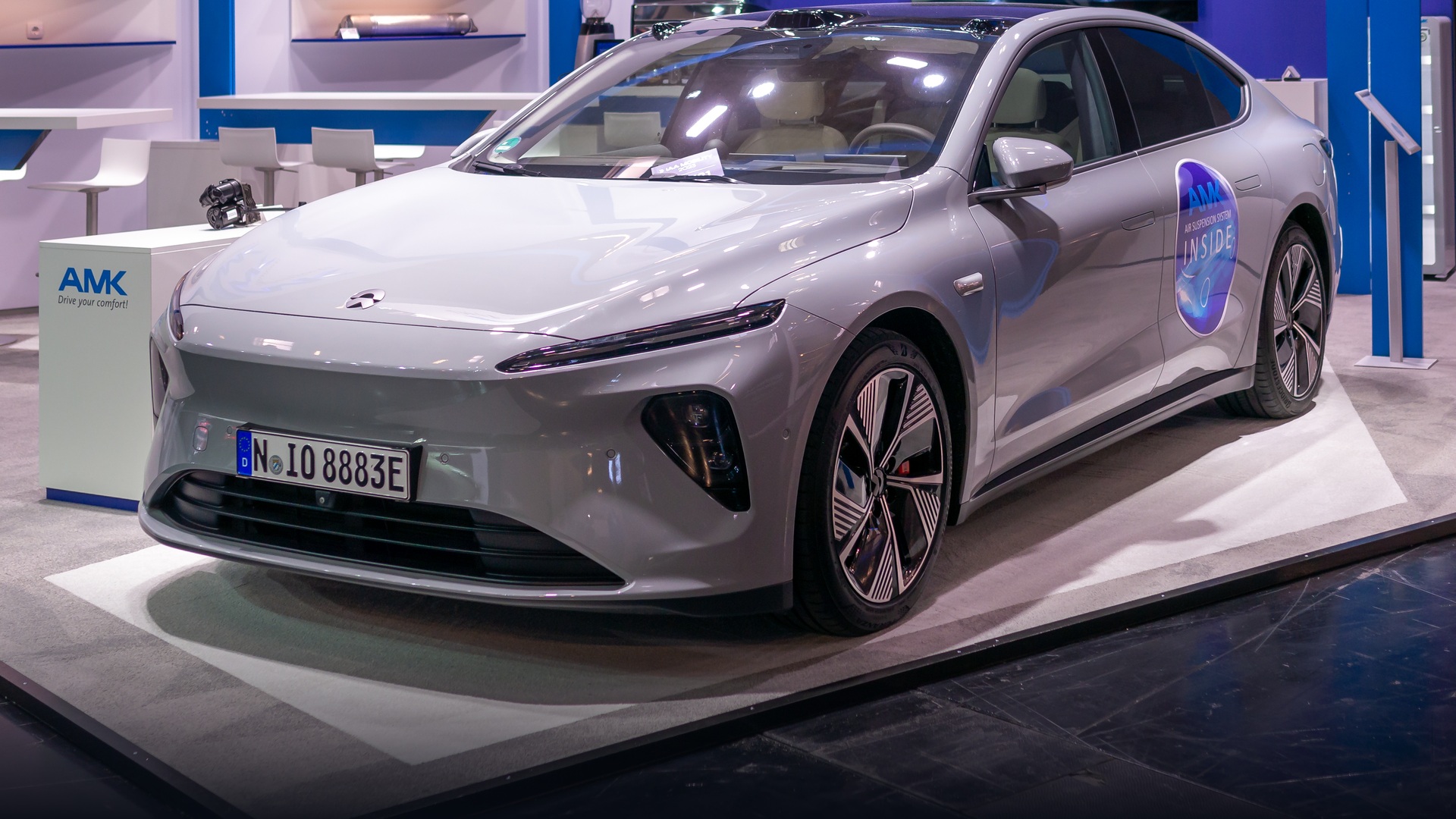 Nio ET7 luxury flagship electric sedan on display at IAA Mobility Munich.
