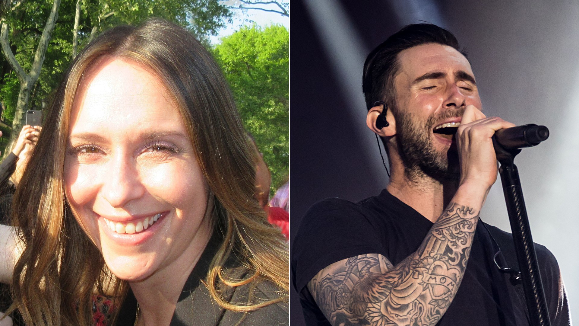 50/50 split of Jennifer Love Hewitt and Adam Levine
