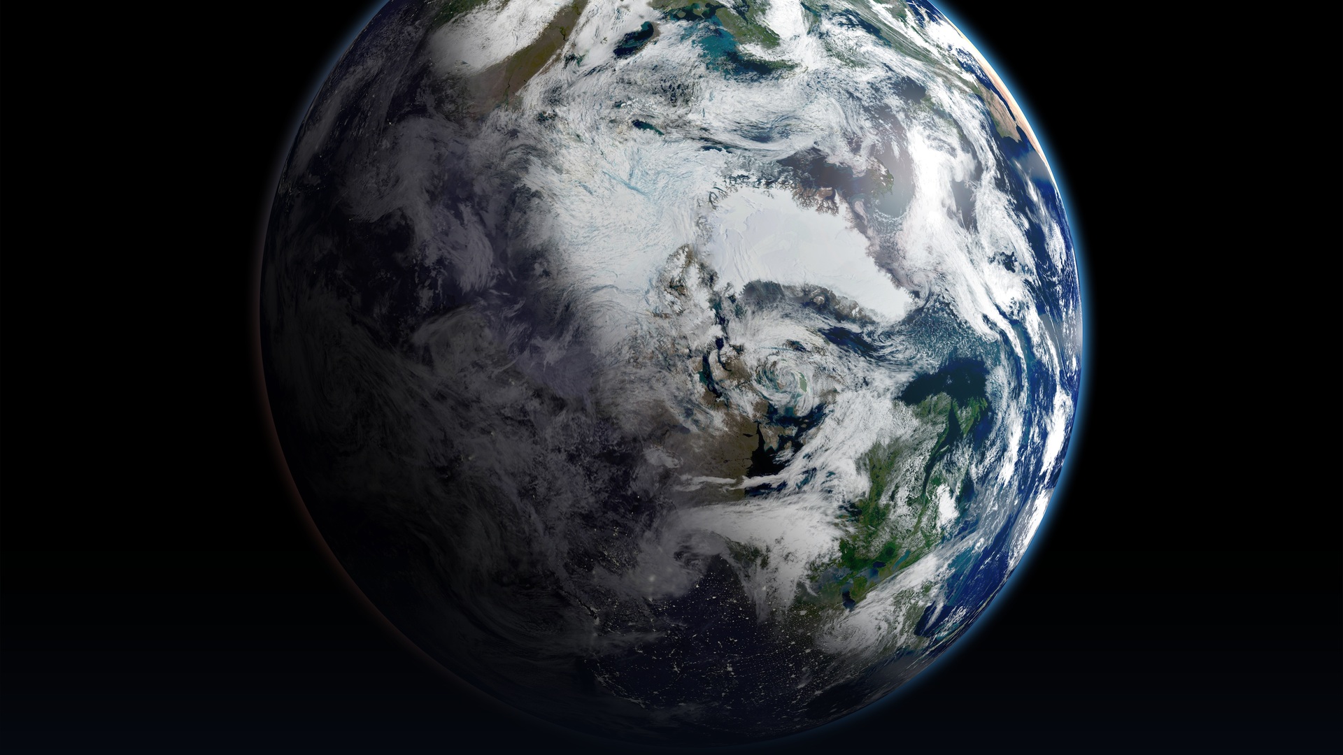 Satellite mosaic of Arctic sea ice surrounding Greenland.