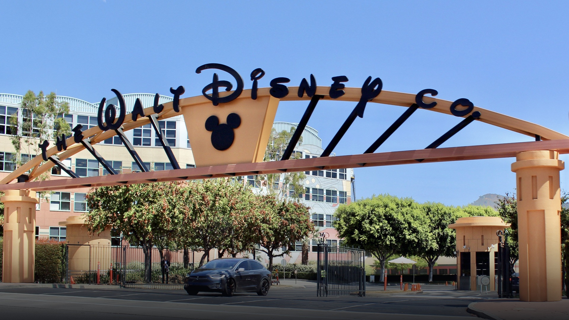 Main Alameda entrance gate at The Walt Disney Studios in Burbank, California