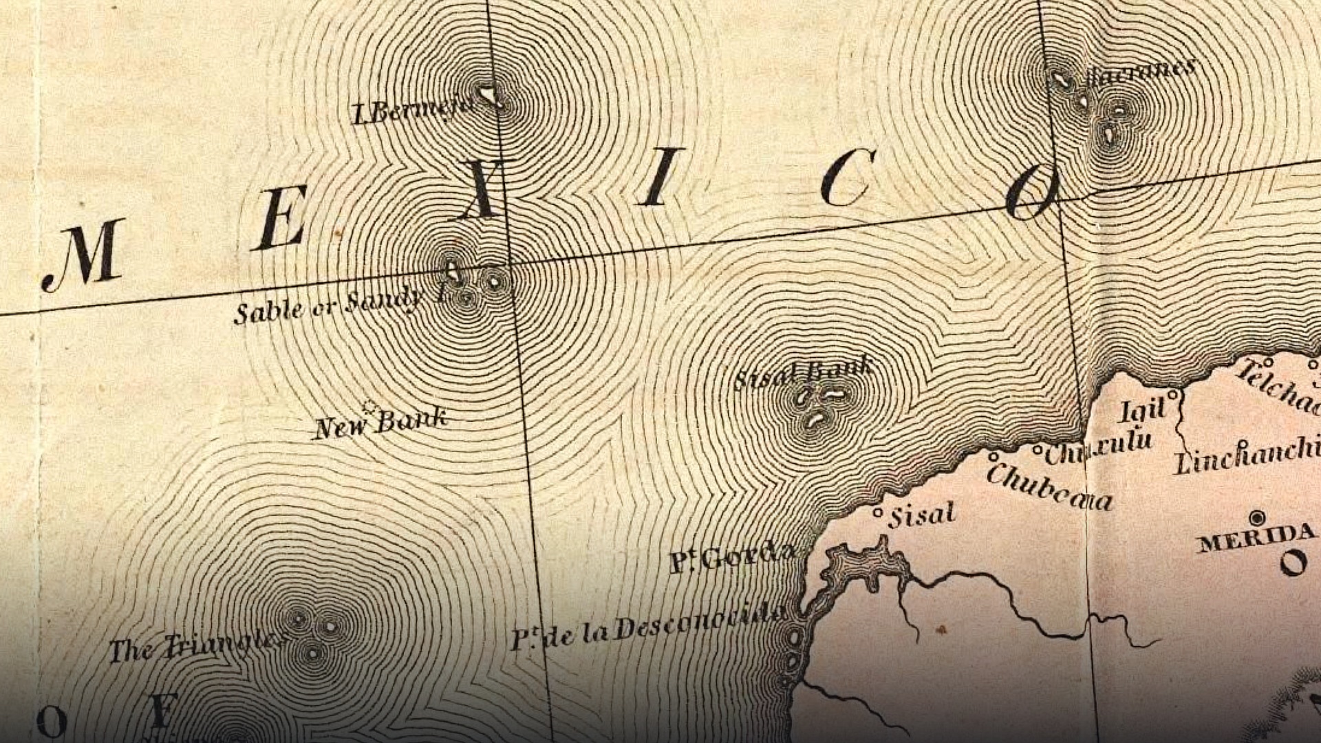 Historical 19th-century cartographic map of Mexico and the Gulf of Mexico showing Isla Bermeja.
