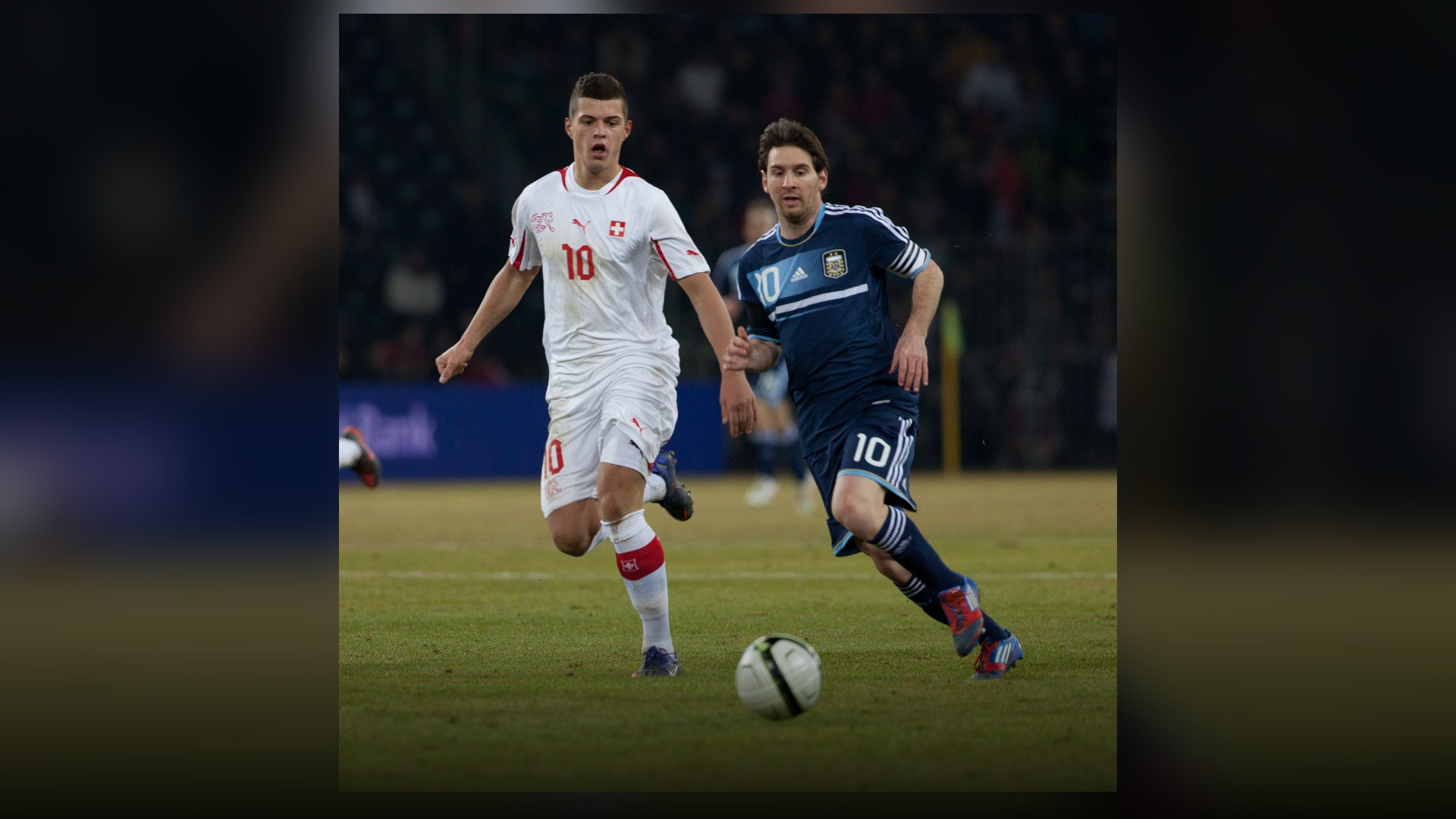 Lionel Messi in the Argentina international kit during an international tournament.