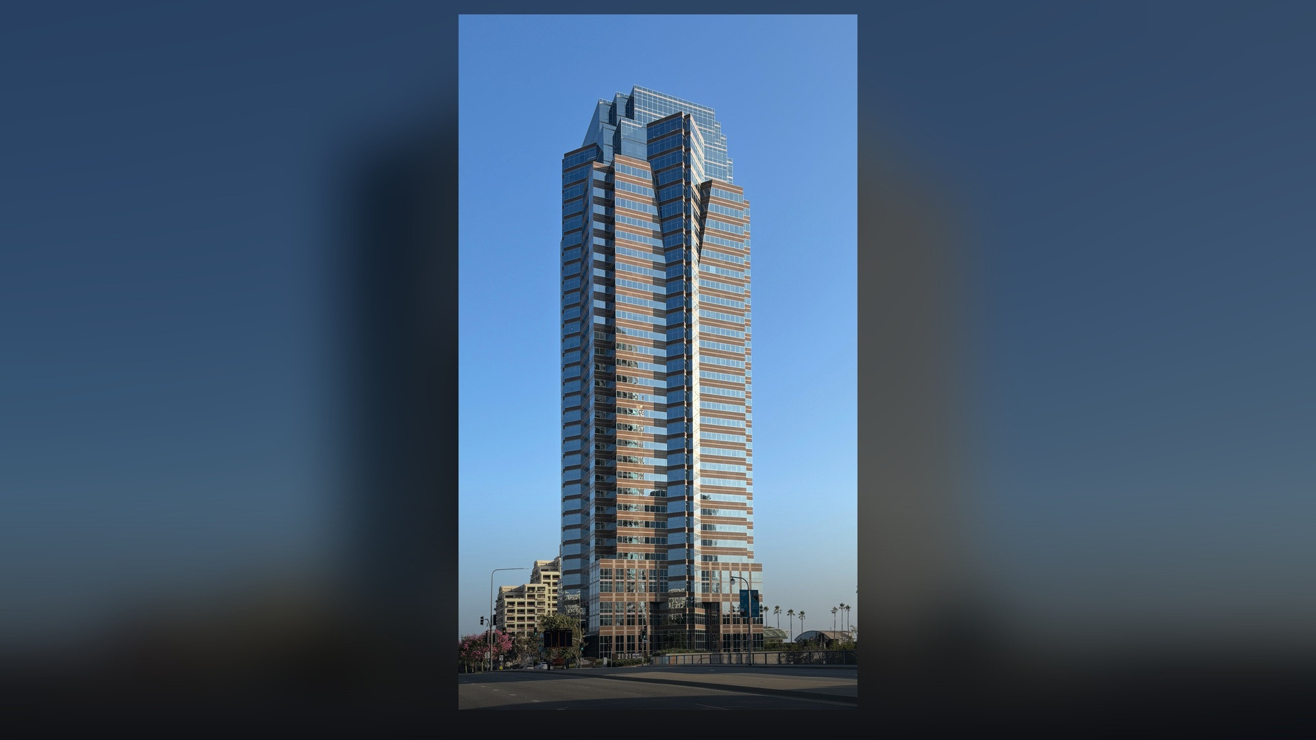 Fox Plaza skyscraper in Century City, Los Angeles, historic headquarters of 20th Century Fox