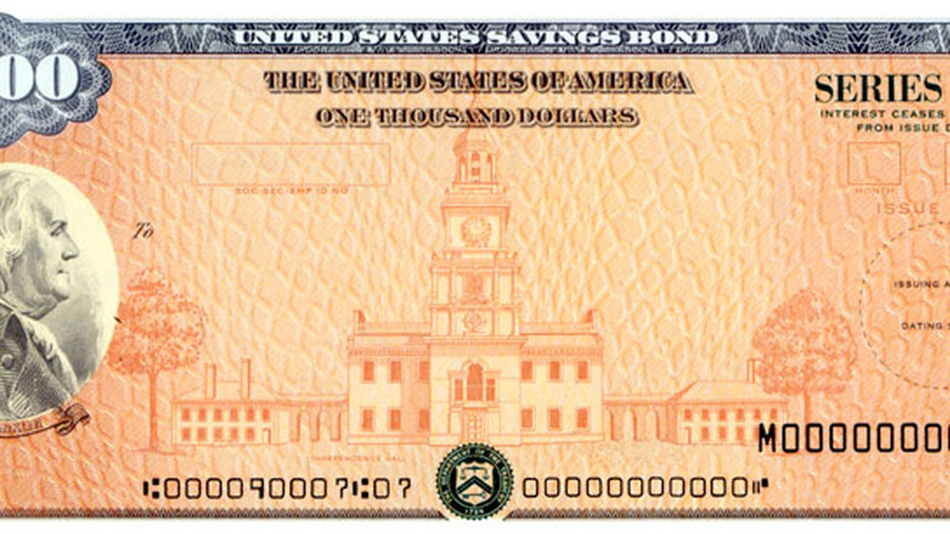 Official United States Treasury savings bond certificate.