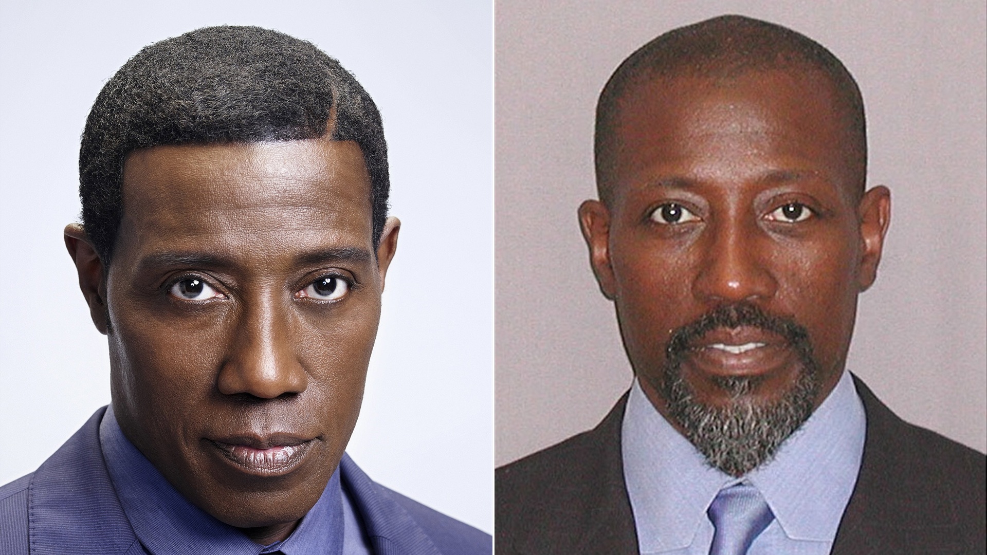 Wesley Snipes 50/50 clean split: Blade Hollywood action star vs federal prison booking photo