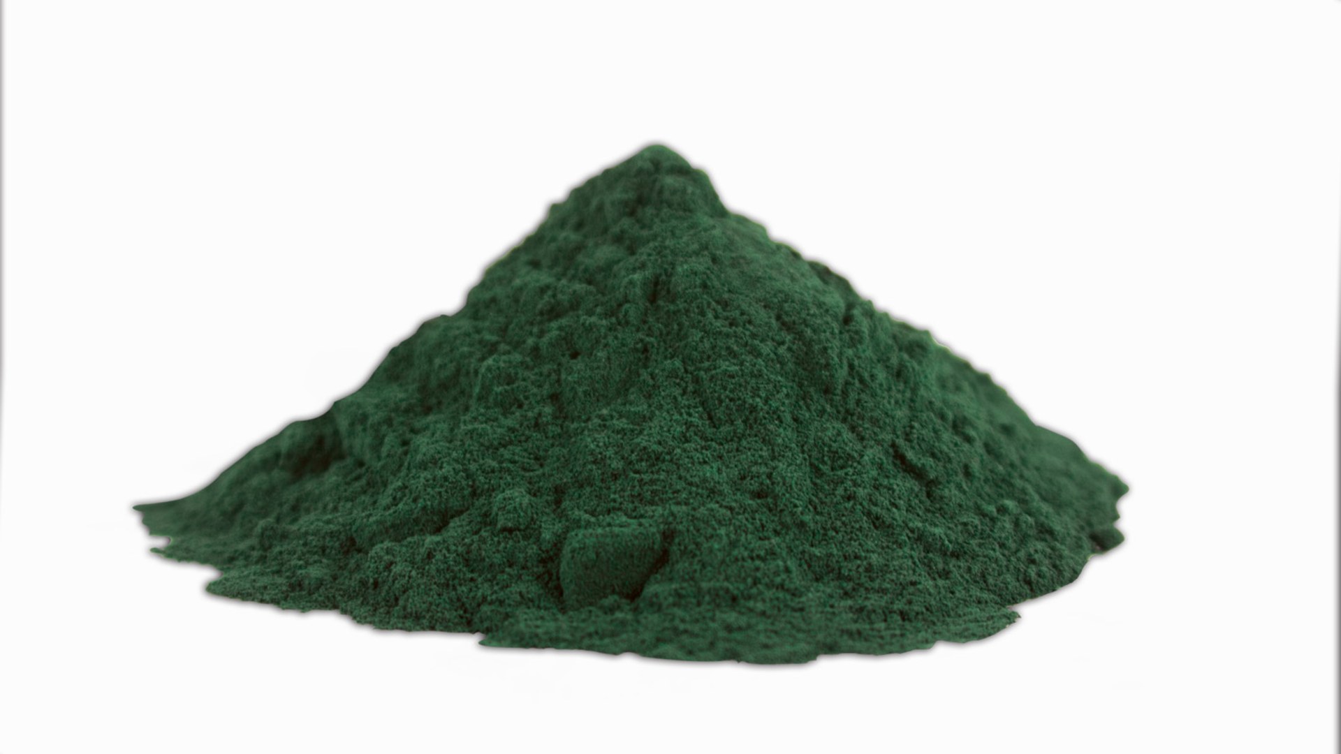 Mound of dark blue-green spirulina cyanobacteria superfood powder