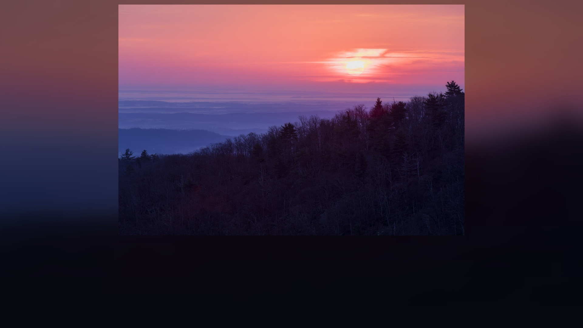Panoramic landscape vista of Shenandoah National Park showing natural geological formations, terrain, and wilderness.