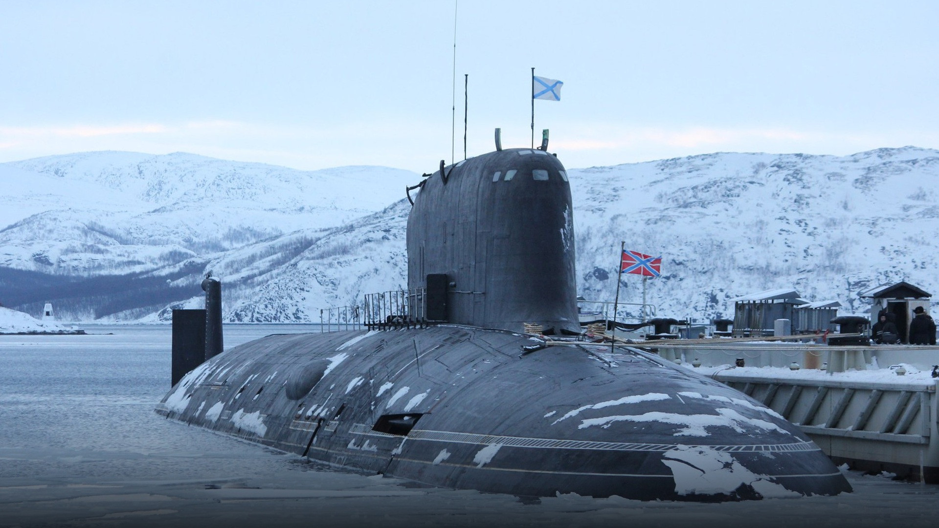 Russian Navy Yasen-class nuclear submarine Severodvinsk underway in coastal waters