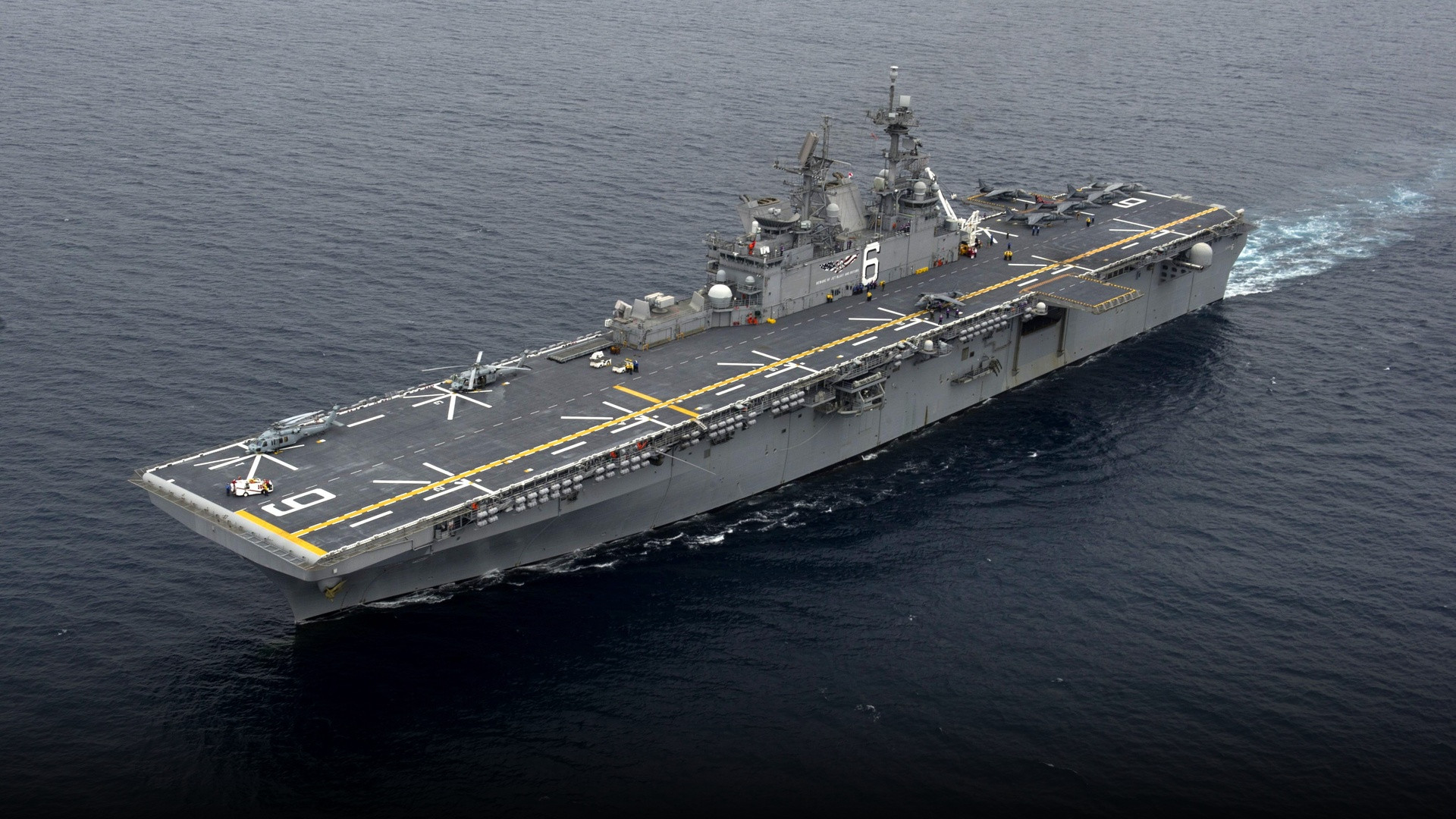 USS America LHA-6 amphibious assault ship underway off Southern California.
