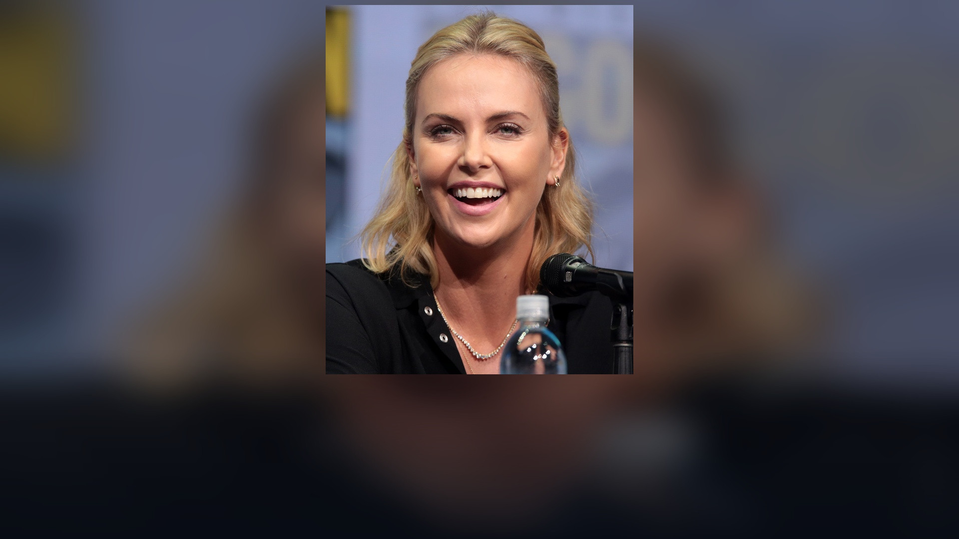 Actress Charlize Theron at a speaking engagement.