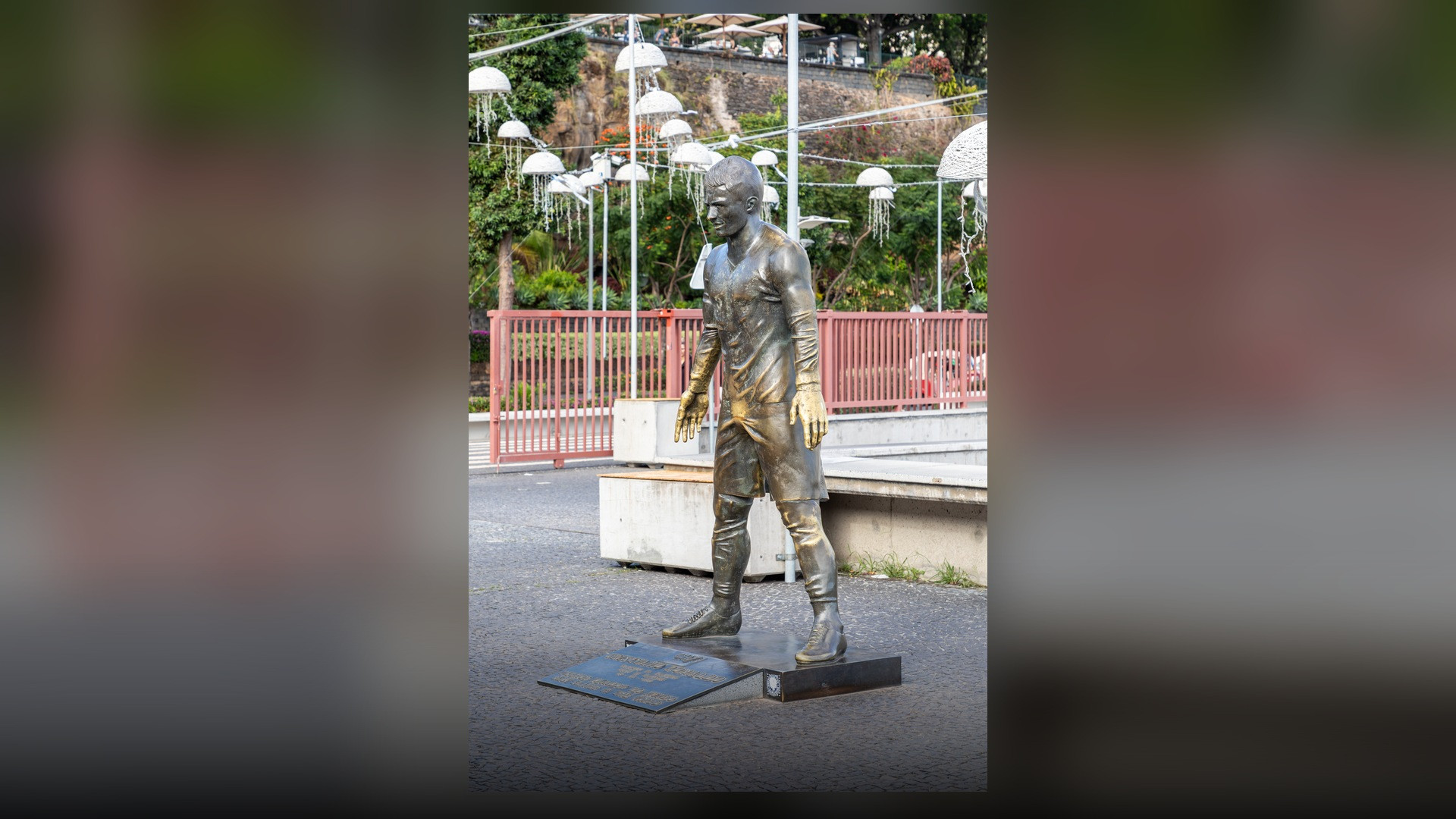 The monumental bronze statue of Cristiano Ronaldo outside the CR7 Museum in Funchal, Madeira.